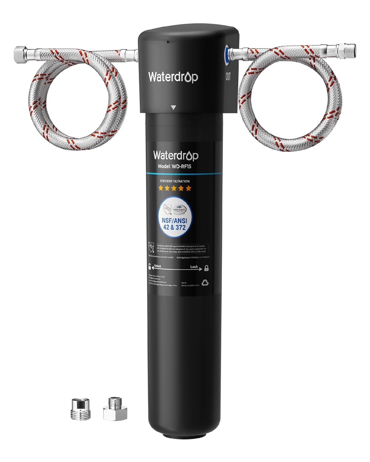 Waterdrop 15UA Under Sink Water Filter System, Reduces Lead, Chlorine, Bad Taste & Odor, Under Counter Water Filter Direct Connect to Kitchen Faucet, NSF/ANSI 42 Certified, 19000 Gallons, USA Tech