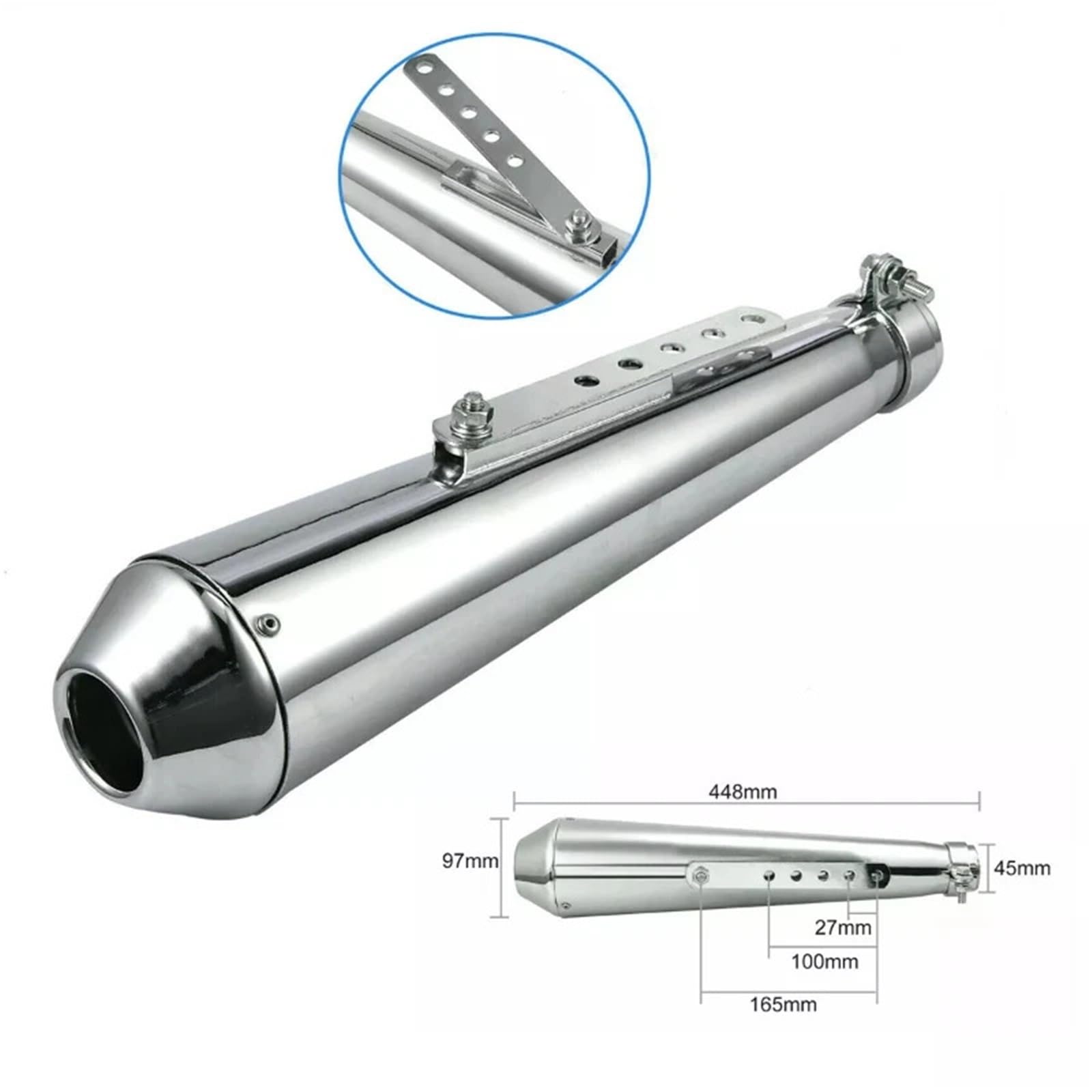 Tubo de Escape de Escudo térmico de Escape Silenciador de escape para motocicleta, estilo retro vintage clásico, galvanizado, Compatible con Harley Cafe Racer Bobber CG125 SR400(Black)