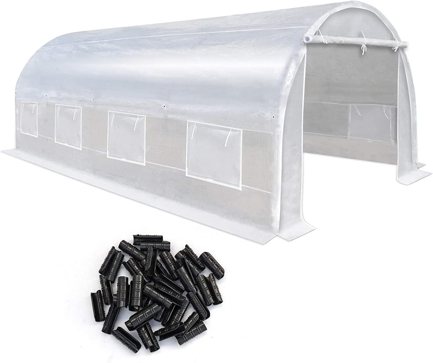 Yardgrow Greenhouse Replacement Cover Half-Transparent Greenhouse Cover Replacement Canopy ONLY, Frame NOT Included (24.6x10x7 FT)