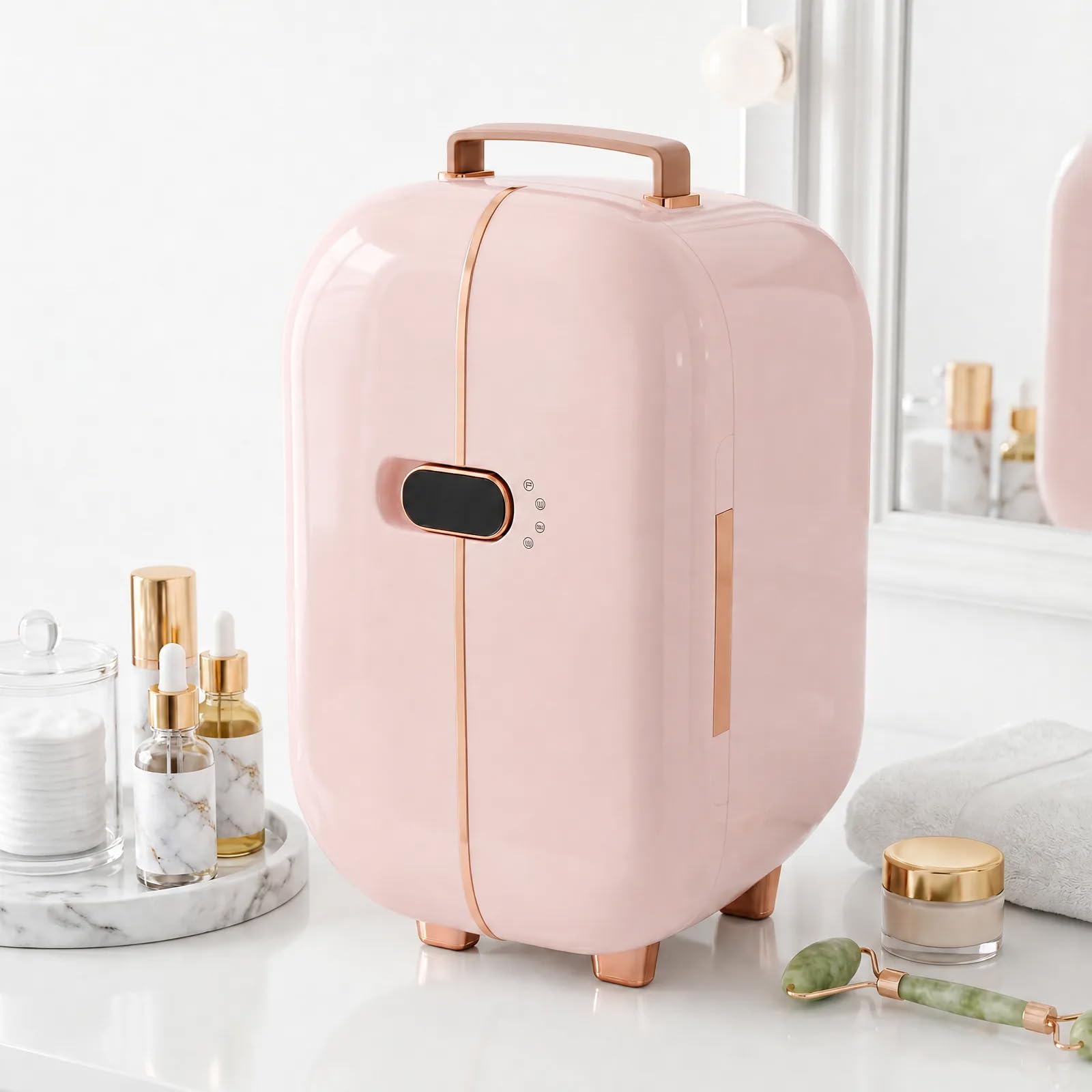 muhub 12L Mini Fridge for Skincare, Ultra Quiet Cosmetic Cooler - Pink