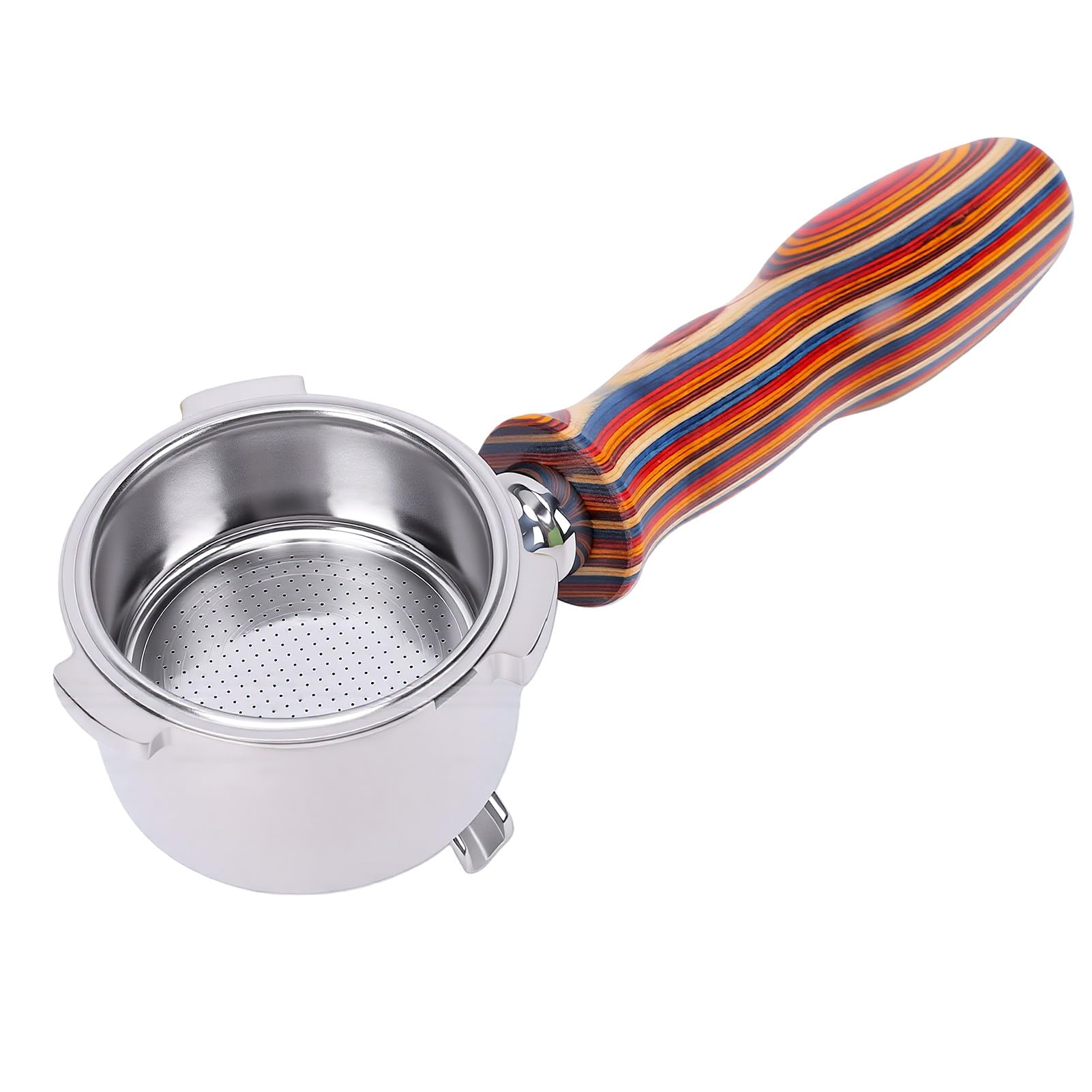 RIZGHWOY Portafiltro da caffè 51 Mm, Manico per in Acciaio Inox con 3 | Compatibile con Macchine , Filtro in Acciaio 304 e Manico in Betulla