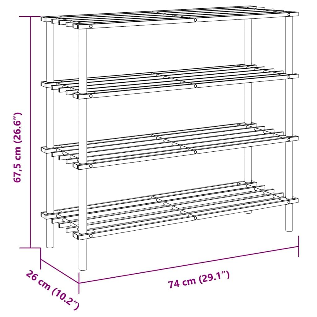 Schuhregal mit 4 Böden aus Massivholz Tanne 2 Stück platzsparende Schuhablage für Flur, Diele, Eingangsbereich, Schlafzimmer, robuste Schuhschrank, stapelbar, einfach zu montieren