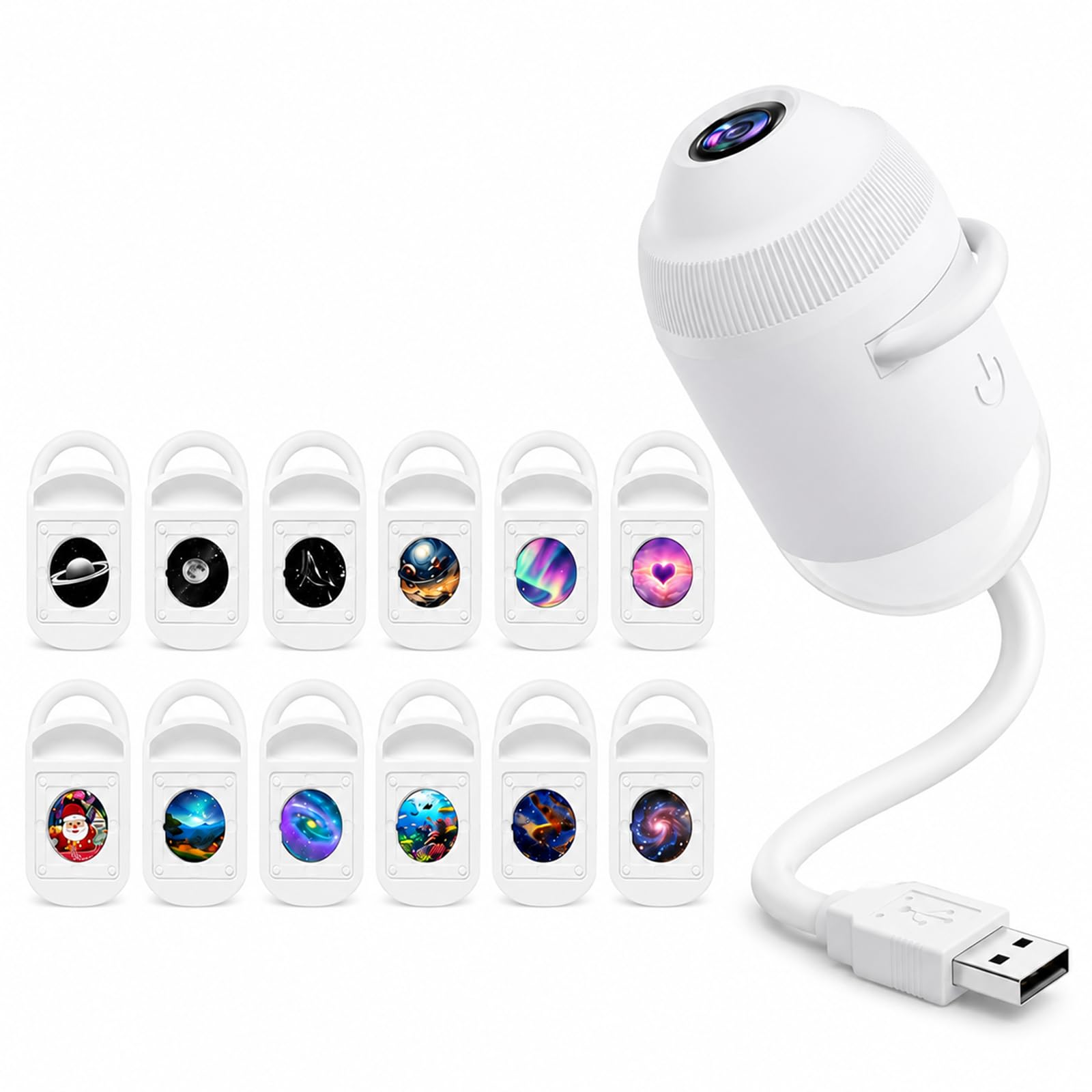 Galaxy Projector Night Light, 2-in-1 USB Star Projector with 24 Films