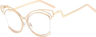 Folding Bent Leg Metal Round Cat Eye Anti Blue Light Computer Women's Optical Eyeglasses Hollow frame Curved Temple Eyewear