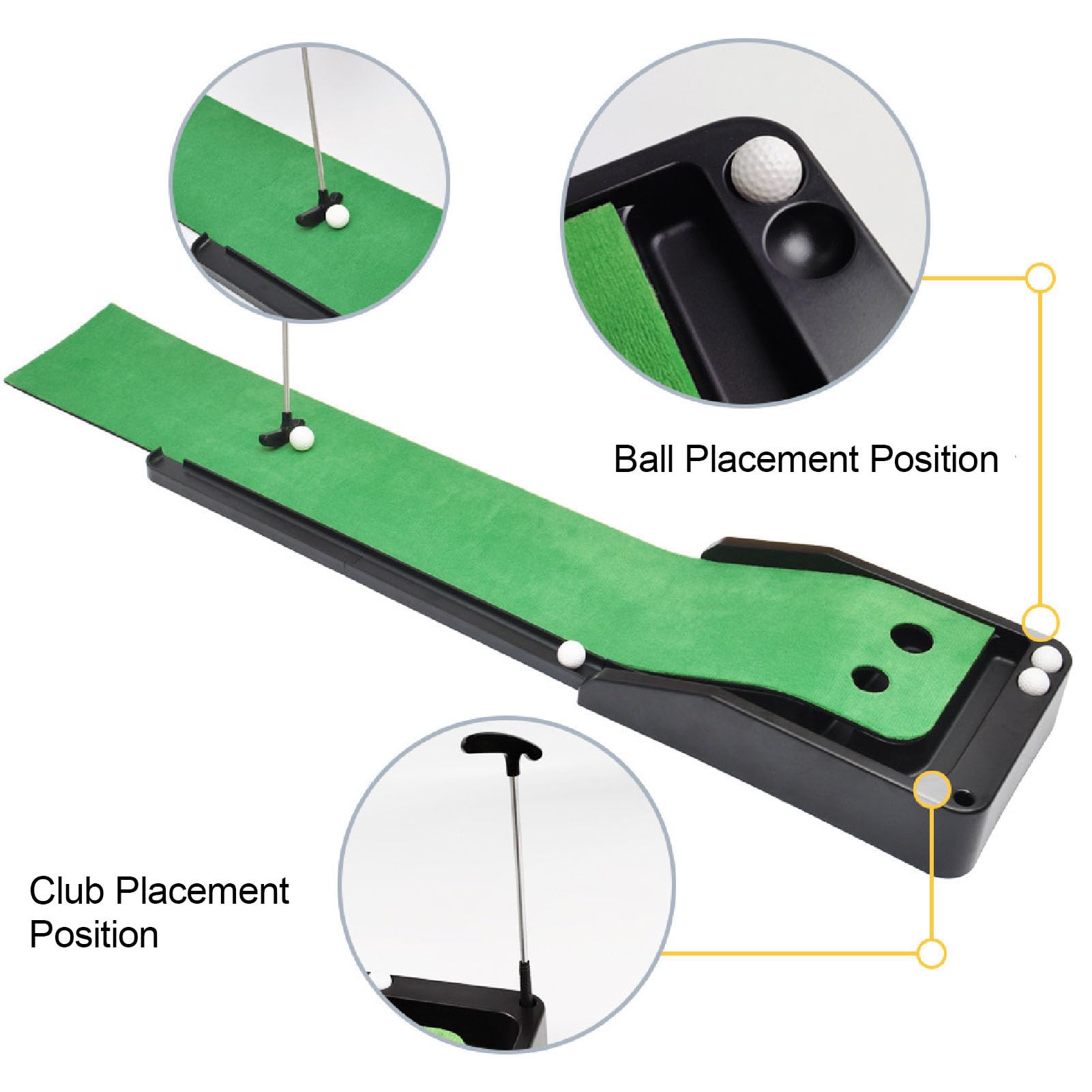 Ball Club Putting Practice Set, Plastic, Desktop Ball Club Putter Trainer Automatic Return Set