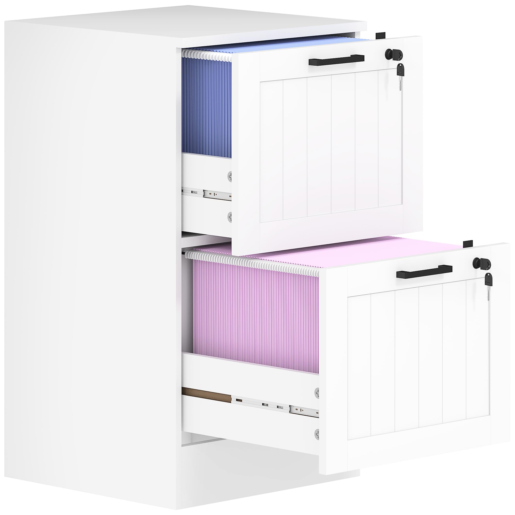 HOMCOM Cajonera de Oficina Mueble Archivador con 2 Cajones Cajonera para Escritorio con Cerraduras Carpetas Suspendidas para A4 y Carta 40x40x71 cm Blanco