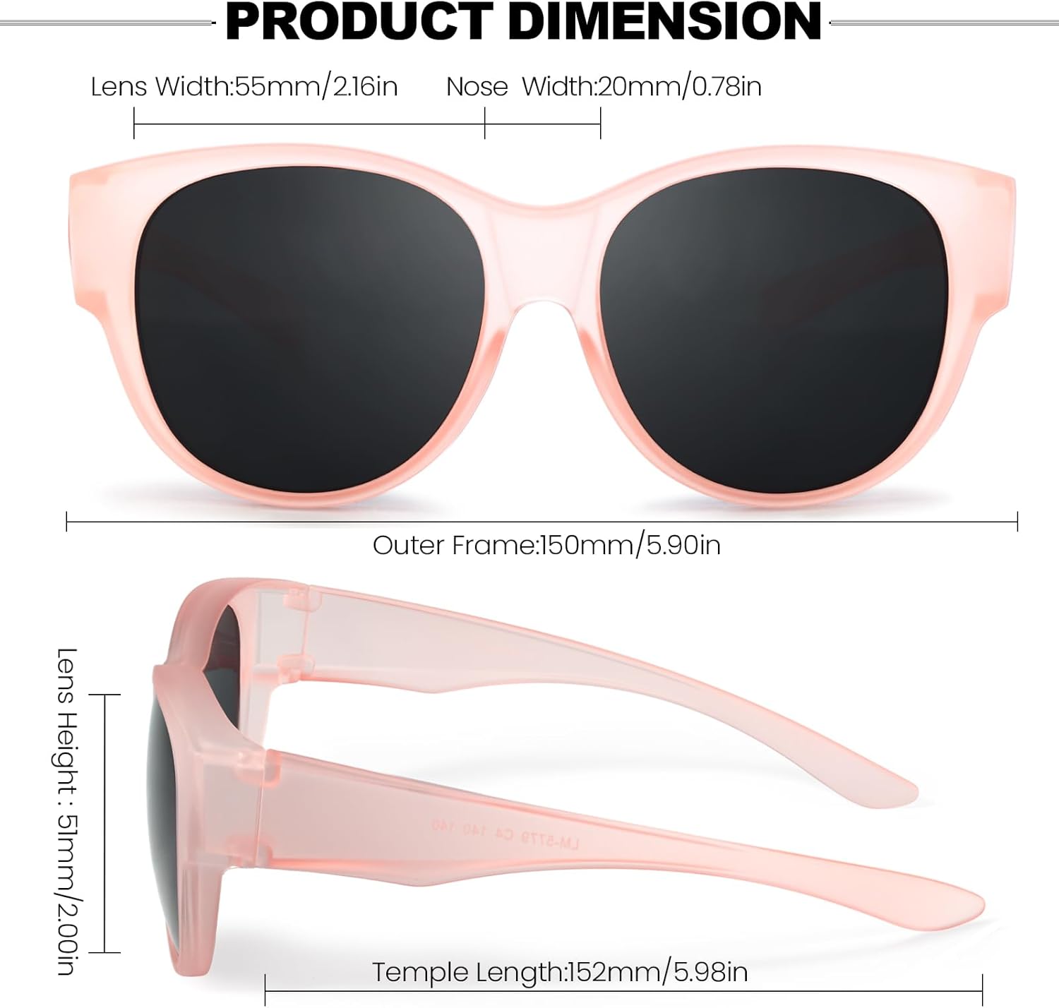 Trysee Polarized Fit Over Sunglasses for Women, Trendy Oversized Wear Over Glasses Shades UV400 Protection TS5779 - Image 5