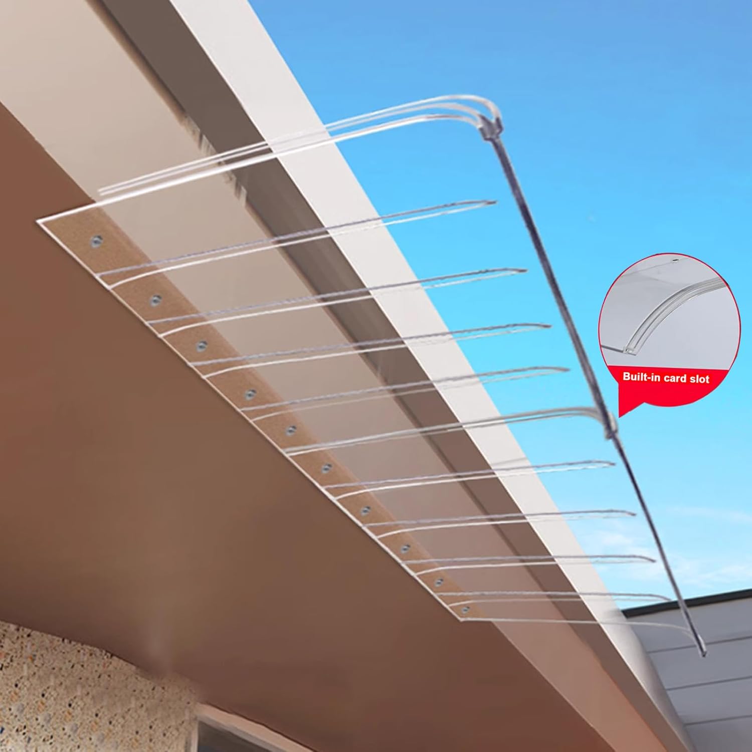 Curved Window Door Canopy,Rain Awning,Window Rain Shelter Window Garden Canopy Patio Porch Awning,Modern Design,Invisible Outdoor Awning,Easy to Assemble,with Hardware (50x100cm/20 x39)