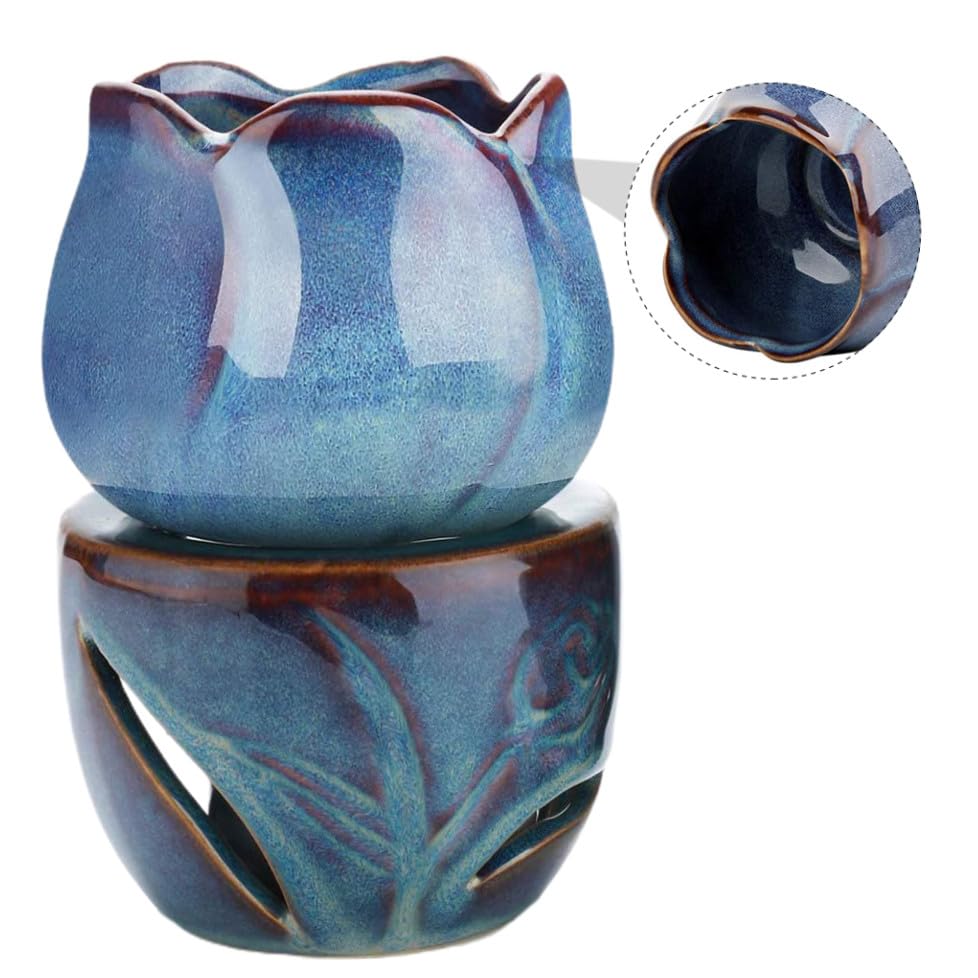 Diffuseur à bougie en céramique bleu profond, objet décoratif haut de gamme - 6