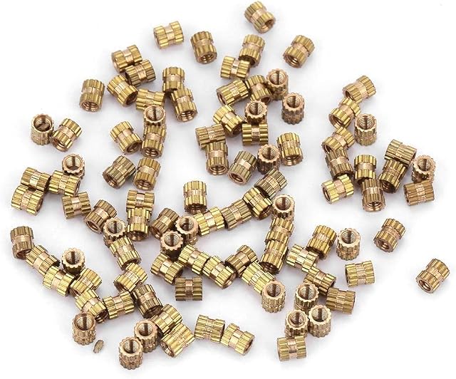 Hilitand 100pcs M2.5 Thread Brass Knurled Threaded Insert, Embedment Nuts Assortment Kit (M2.5 * 4 * 3.5)