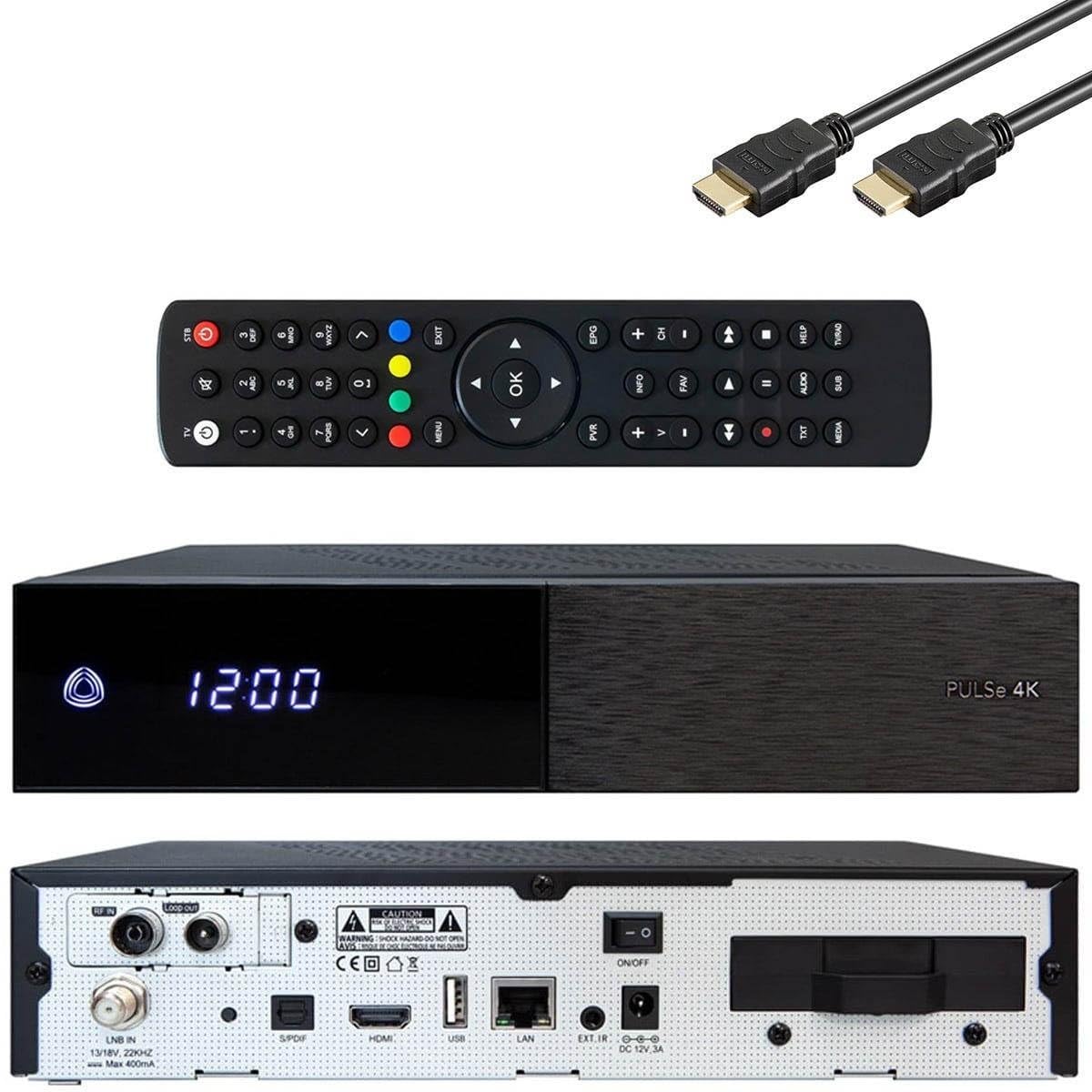 AB Pulse 4K UHD Combo Receiver (1x DVB-S2X Sat, 1x DVB-C/T2 Kabel, Linux E2, PVR, H.265, HDR10, USB 2.0, HDMI, CI, CA-Kartenleser, MicroSD-Slot, LAN, schwarz, 1TB)