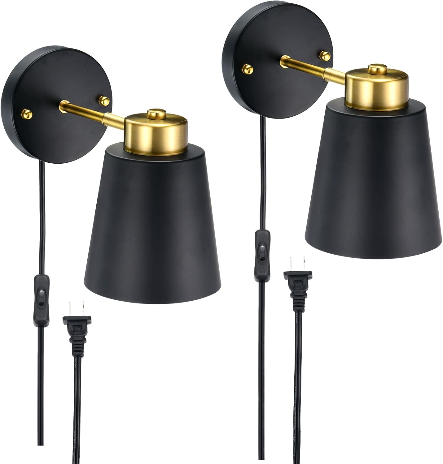 PATIKIL Plug in Wall Sconces, Adjustable Wall Lights 2 Pack Industrial