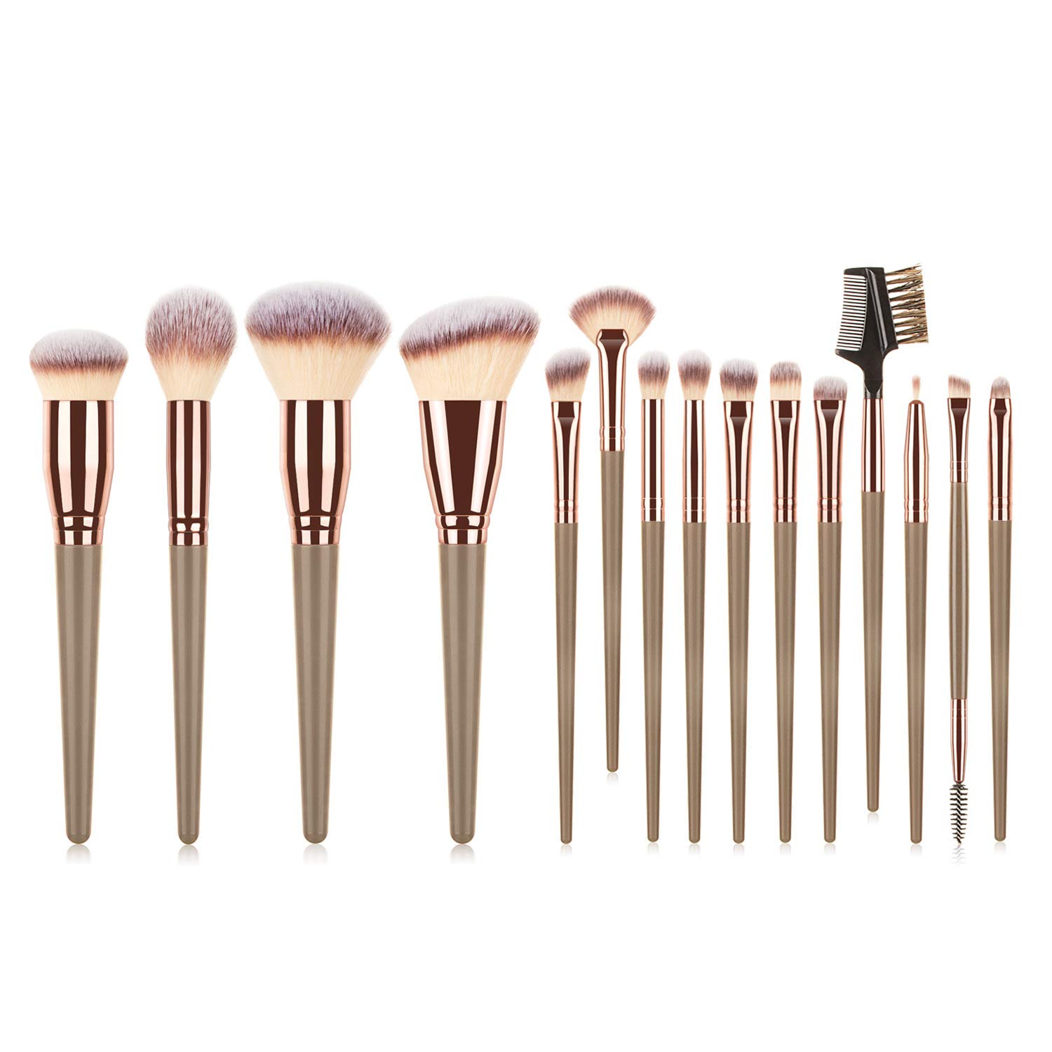 Makeup Brushes, 15PCS Professional Makeup Brush Set, Face Foundation Eyeshadow Blending Brushes Kit, Wood Handle Synthetic Bristle (Champagne Gold)