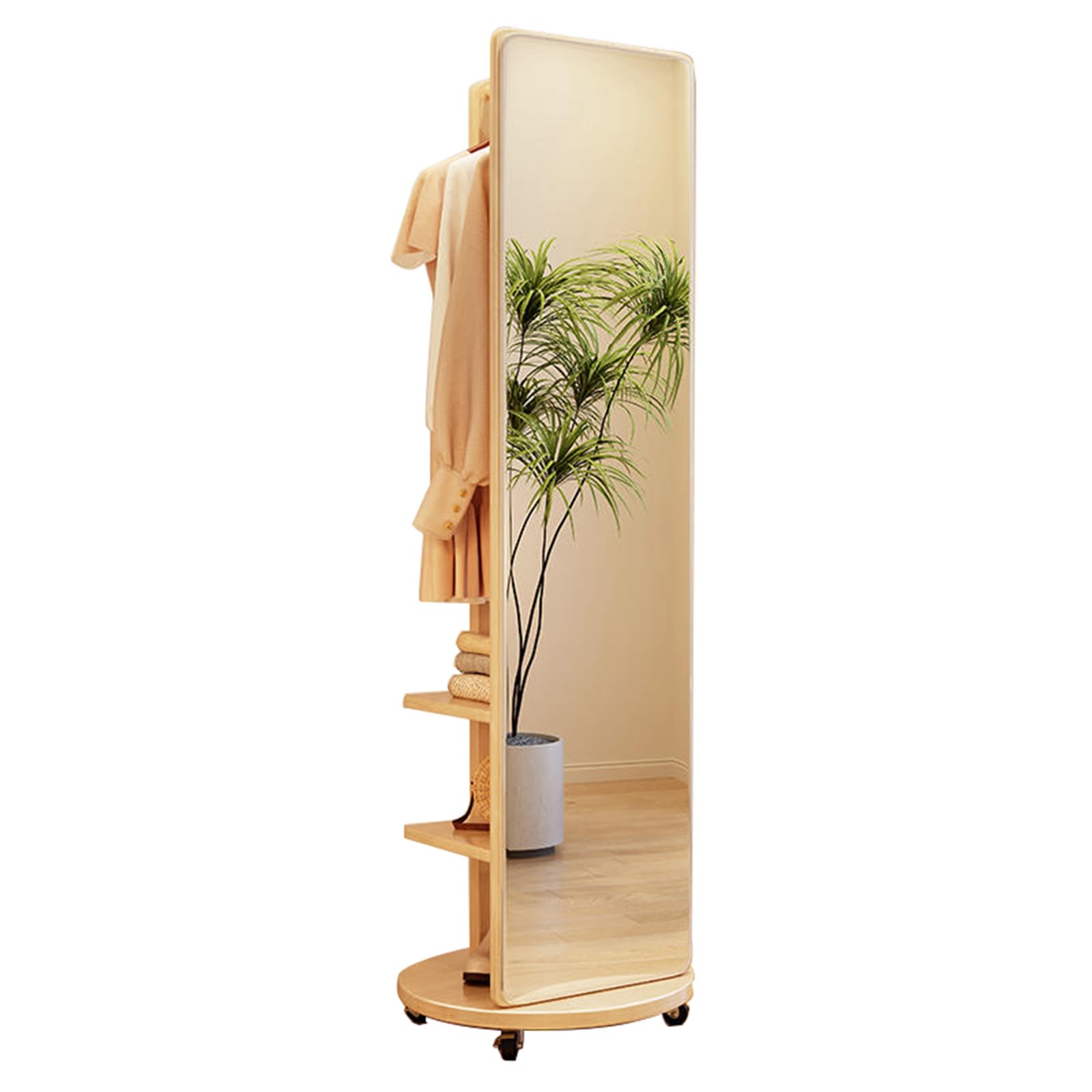 Miroir pleine longueur porte-manteau miroir de sol bois massif vestiaire chambre