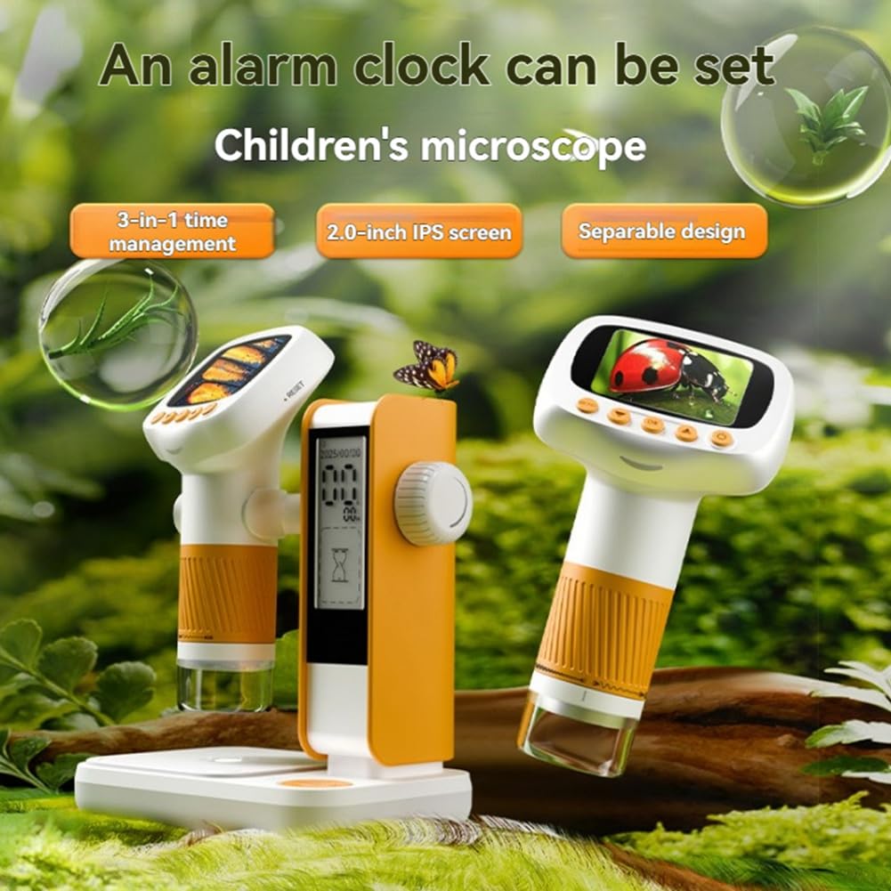 Microscopio Portatile per Bambini, Microscopio con Supporto per Bambini, Giocattolo, Regalo Educativo per Studenti