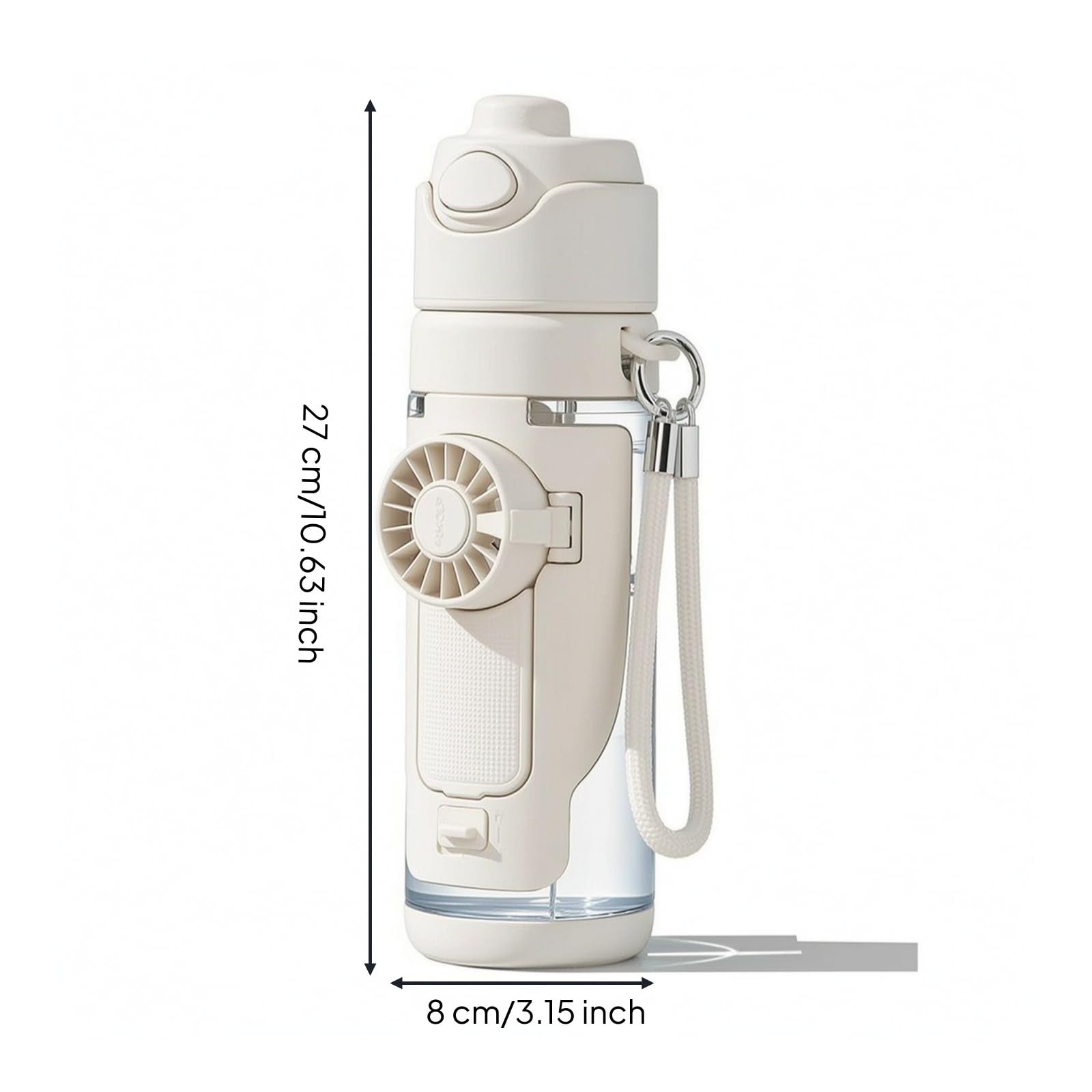 Colcolo Tragbare Kühlflasche Trinkflasche Wasserflasche Becher mit Eingebautem Mini Und Vielseitigem Doppeltrink Deckel aus mit Seitenriemen für Pendeln Fitness Camping Wanderung, Weiß