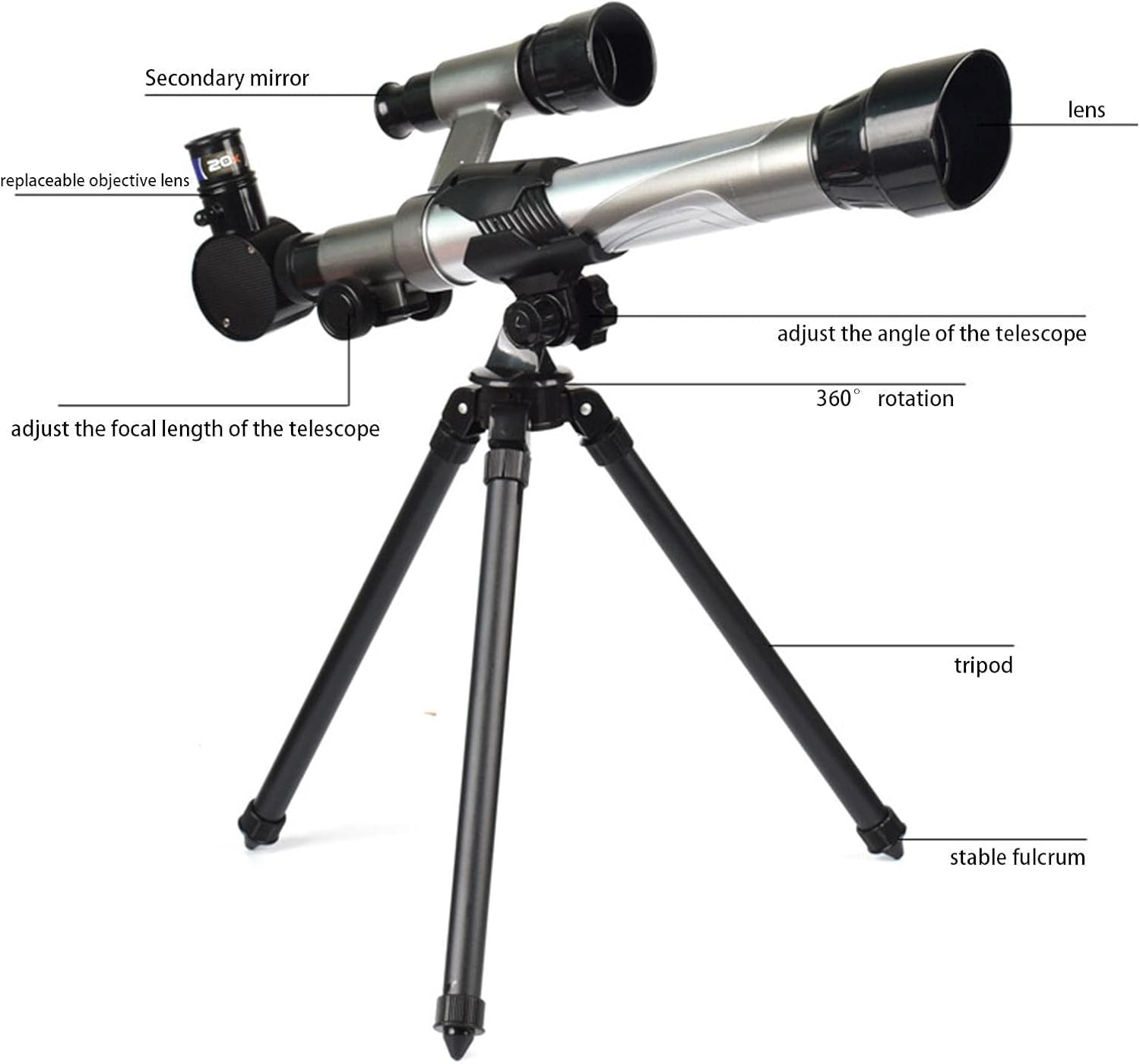 Astronomy Telescope for Kids - 50mm Aperture Telescopes with Tripod - Portable Educational Telescope for Children Students Science