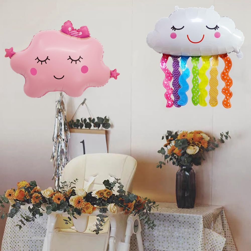 Yunchu 4. Geburtstag Deko Set – Regenbogen-Folienballons & Quasten Für Mädchen