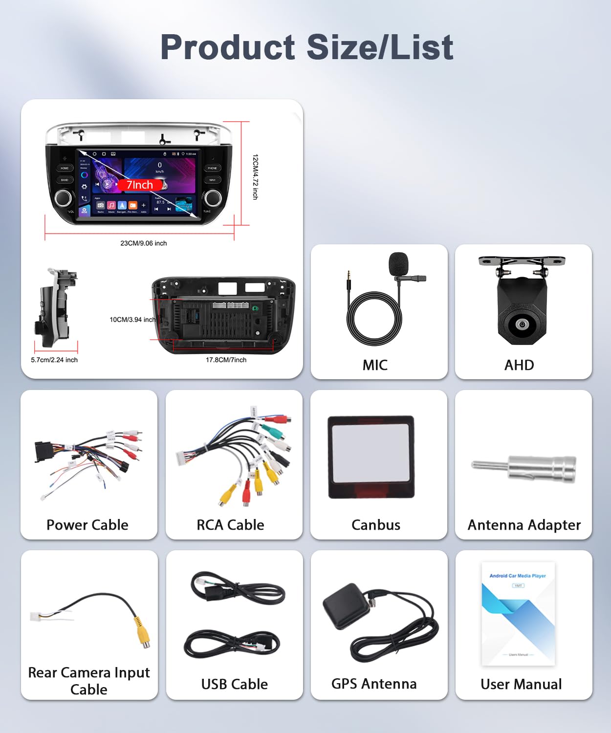 4GB+64GB Carplay Autoradio per Fiat Punto 2012-2016 - Wireless Android Auto Car Stereo Schermo con GPS Navigation WiFi Bluetooth RDS/FM Radio SWC USB Mirror Link Canbus & Telecamera