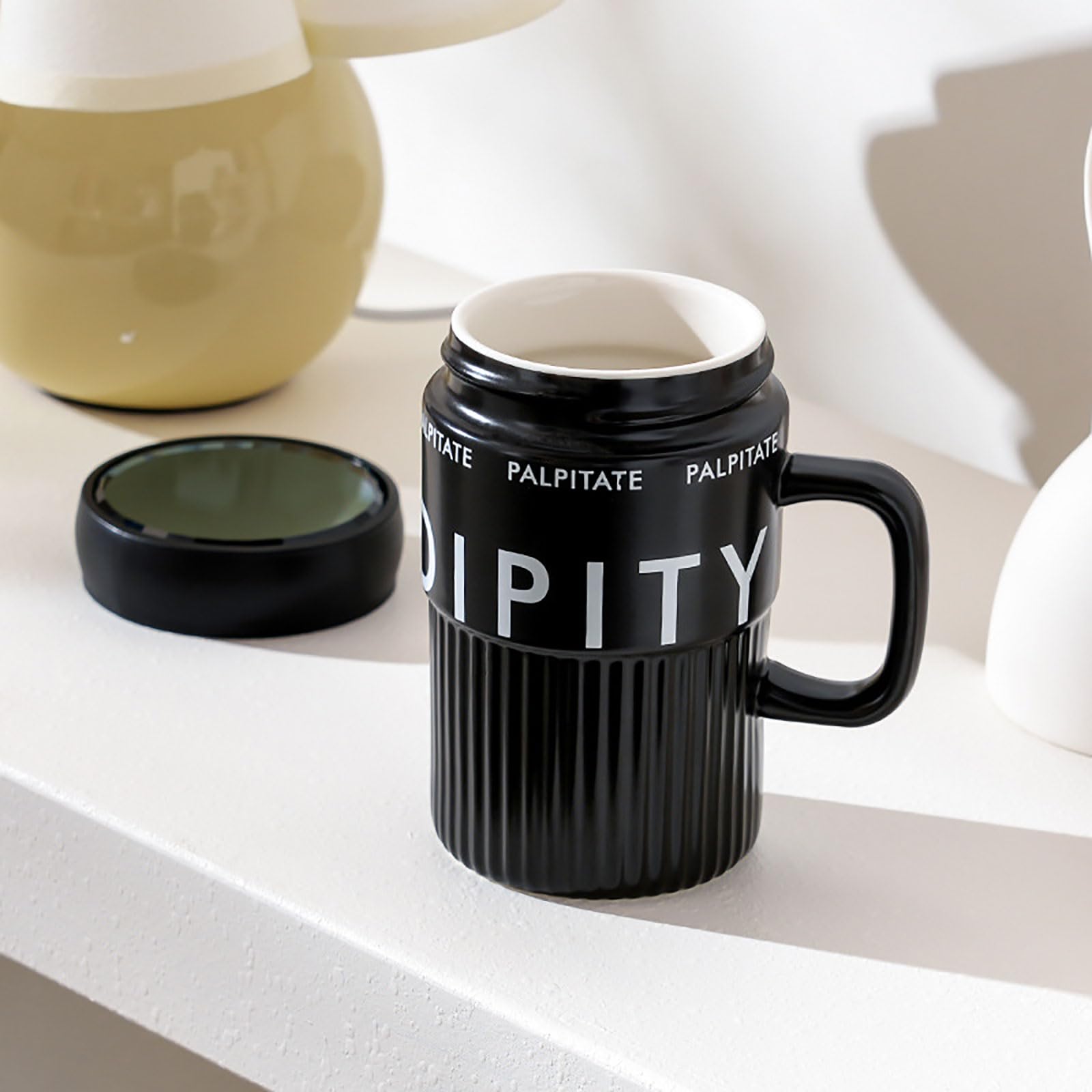 Tazas de café grandes de cerámica de 14 onzas, taza de café portátil única de sublimación alta con tapa y asa, taza de café de viaje a prueba de derrames que cabe en el portavasos del coche, taza