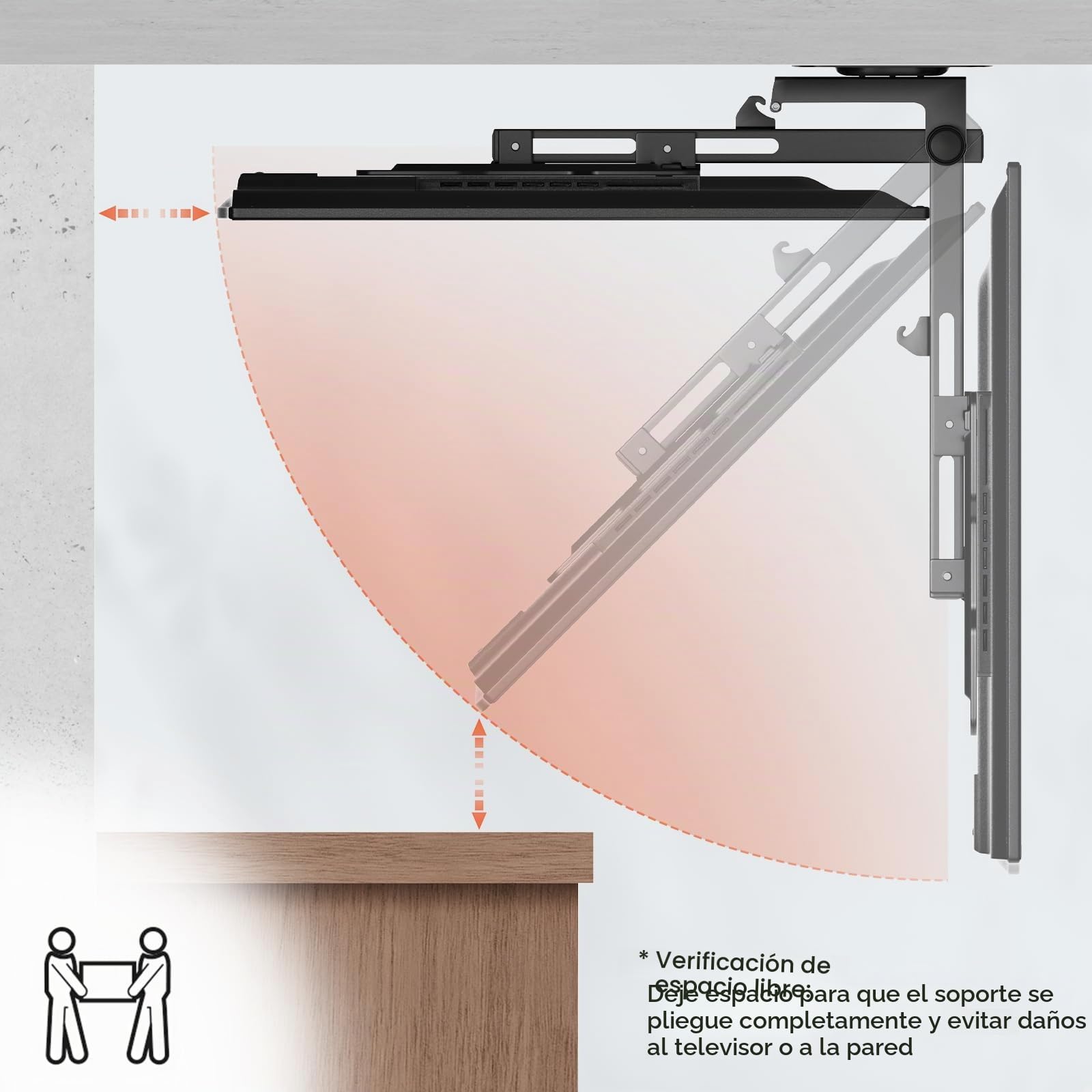PUTORSEN Plegable Soporte TV Techo, Soporte Giratorio para TV para Pantalla de 23 a 55 Pulgadas, Soporte para TV para Techo Plano y Techo Inclinado, Soporte Techo TV hasta 20kg con MAX VESA 400x400mm