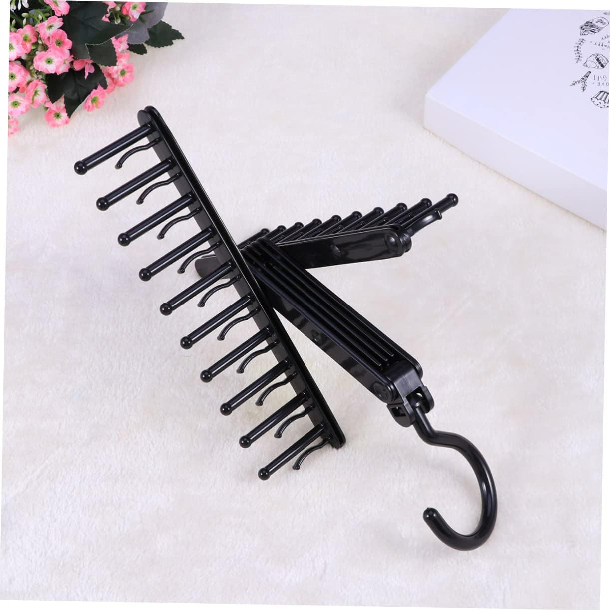 Holibanna 3pcs Black Multifunctional Tie Hanger Space Saving Hanging Rack with Double-Sided Hooks for Neckties Scarves Belts Organizer for Closet
