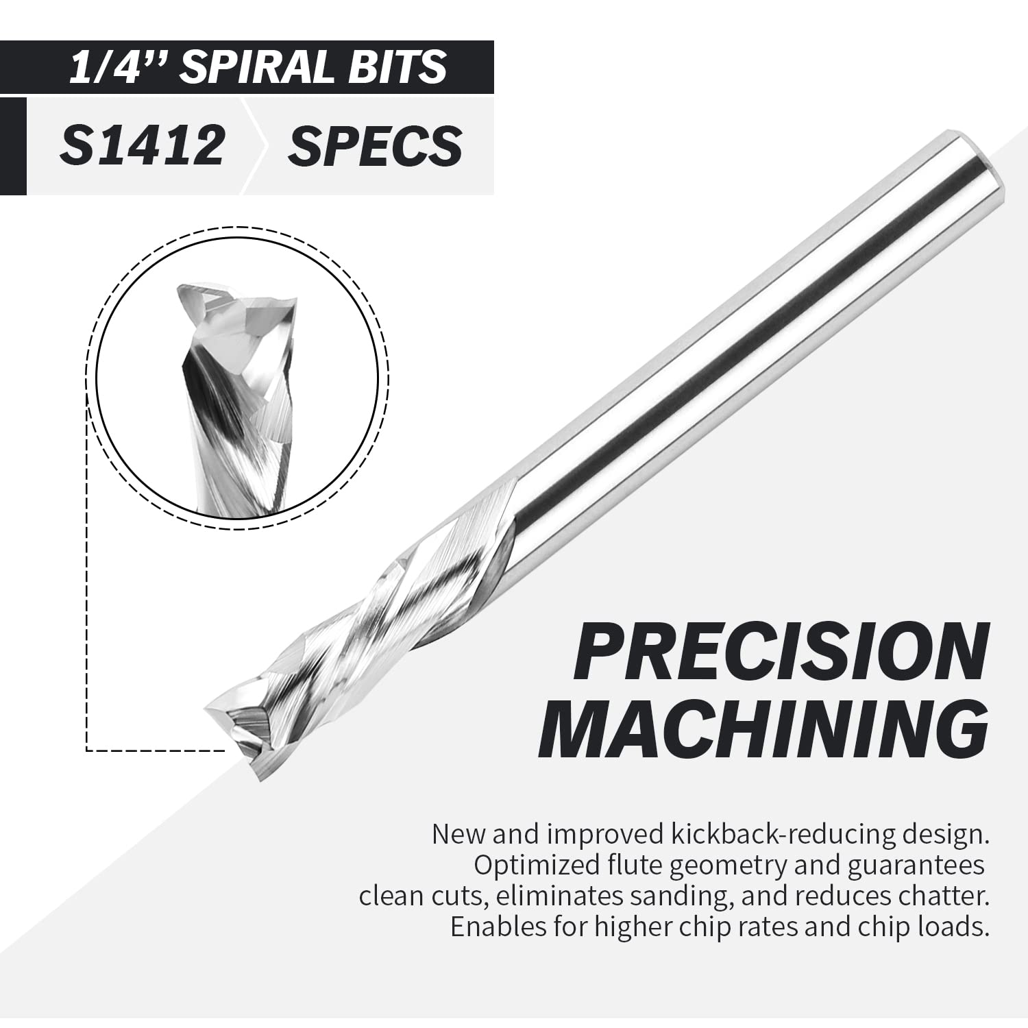 ZahyoX PRO Solid Carbide Compression Spiral Router Bit - 1/4" Shank, 1/4" Dia, 5/8" CL, Nano Coated - View #6