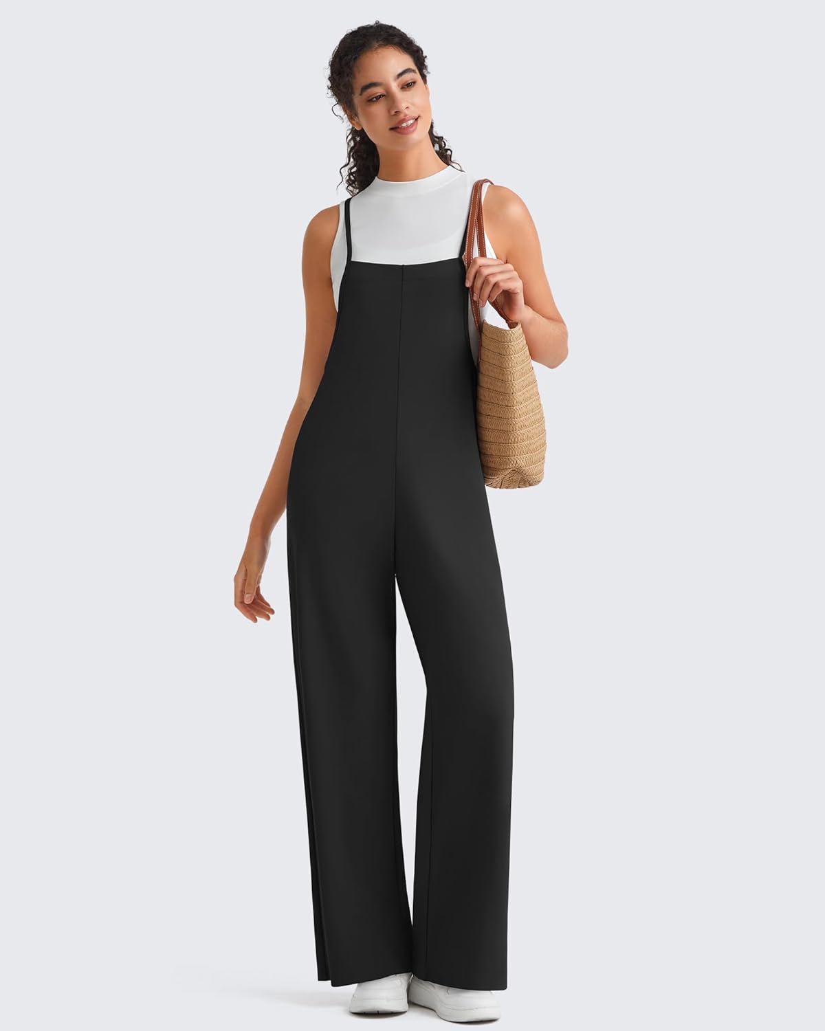 G4Free EverGoing Sleeveless Jumpsuit for Women Wide Leg Pants - Casual Overalls Adjustable Straps Rompers with Pockets
