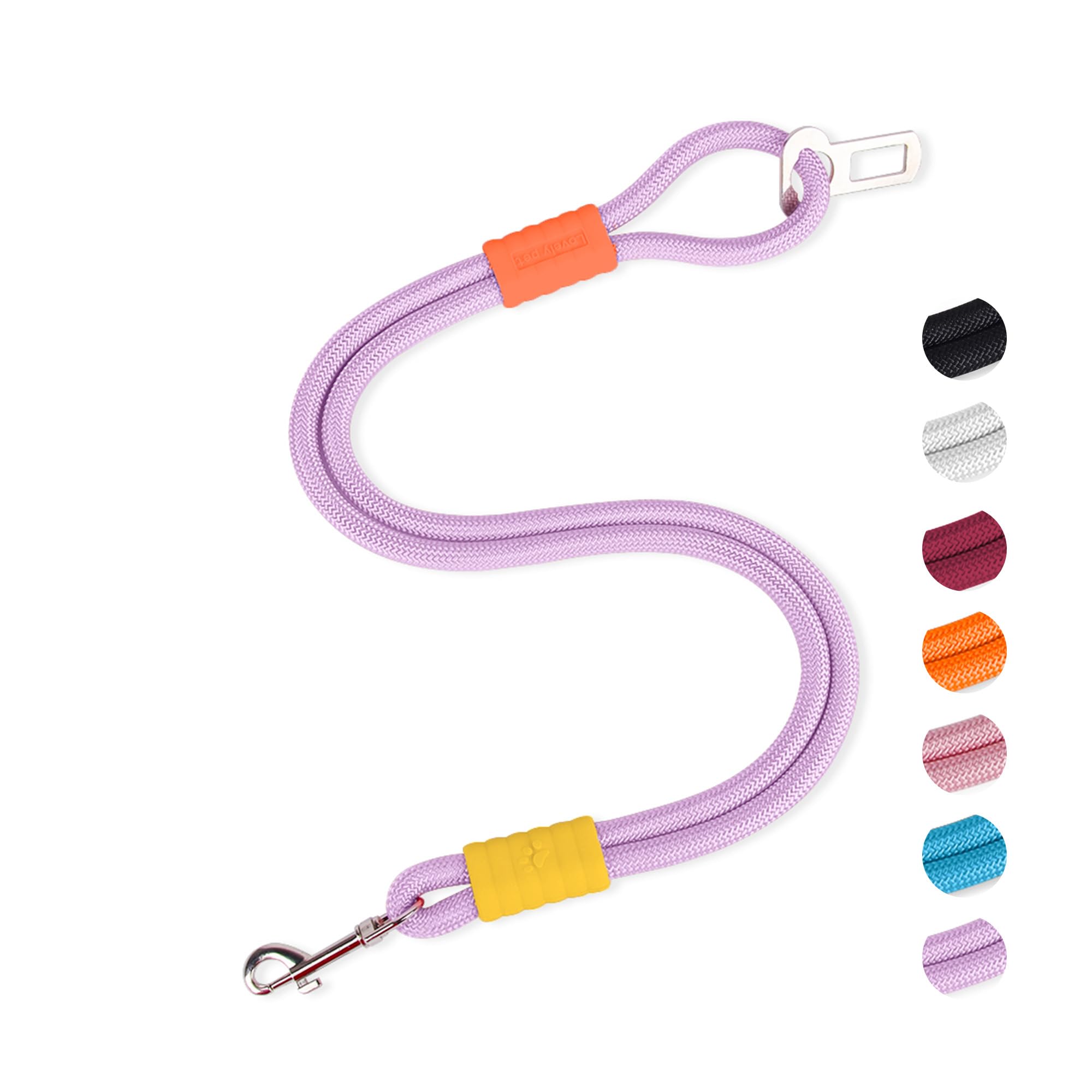 JOYPAWS 2-in-1 Dog Car Seatbelt Leash & Walking Lead 28in Nylon Rope Leash — image 1