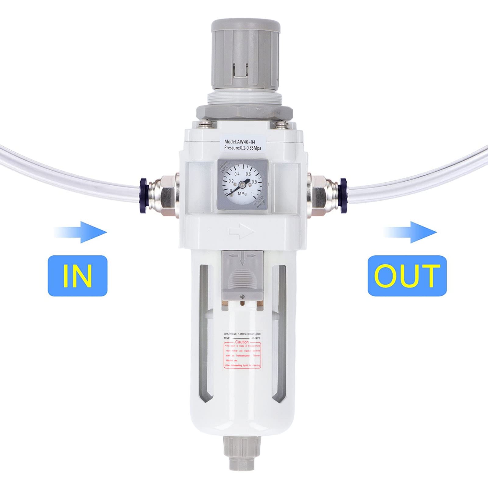 Regulador de filtro de aire con puerto G1/2 pulgadas, presión de funcionamiento de 0,1 a 0,85 Mpa, drenaje de agua automático, filtro de aire del compresor para sistemas