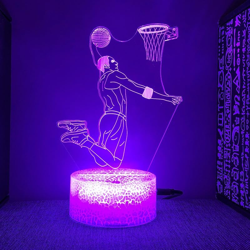 Miniatura 4 de 3D Baloncesto Luz Nocturna Lámpara Ilusión Luz Nocturna 16 Color Cambiar Mesa Decoración Lámparas Regalo Acrílico Plano ABS Base Cable USB Juguete
