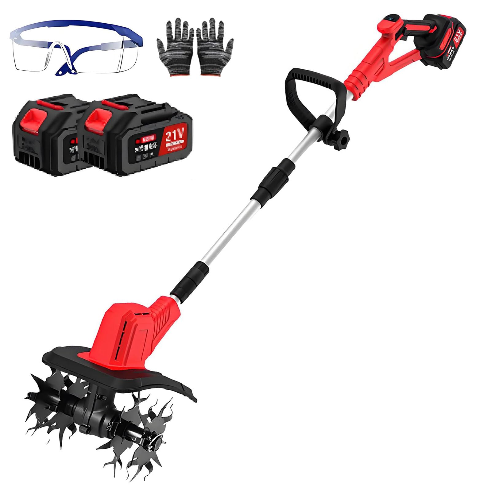 Rotavator de jardin portatif sans fil pour biner sans fatigue avec manche réglable
