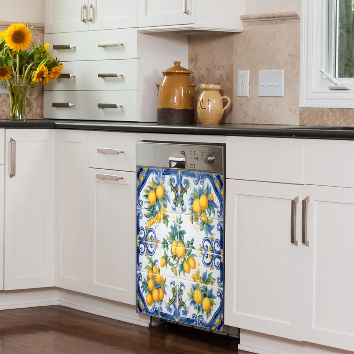 Blue Lemon Dishwasher Magnet Cover 23'' x 26'' Magnetic Dishwasher Door Cover Decorative Refrigerator Magnet Covers for Home Kitchen