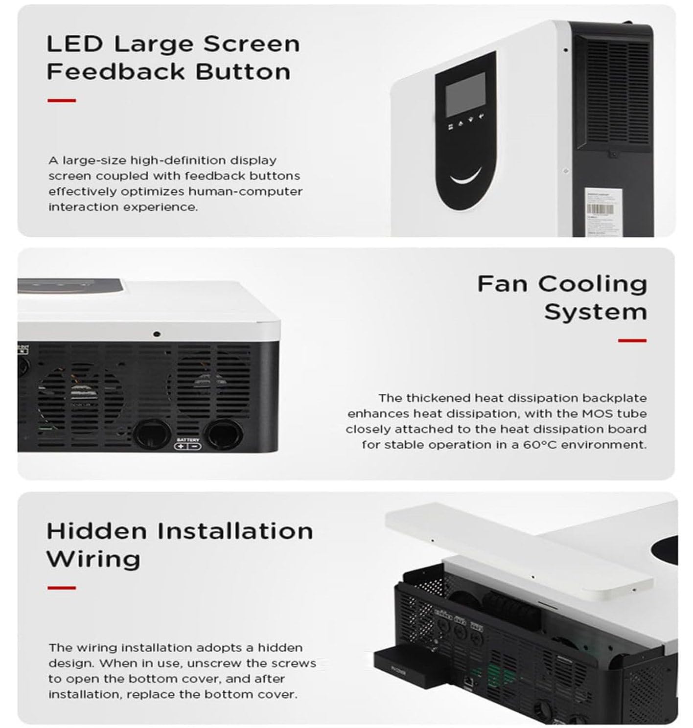 Onduleur Solaire 4200W 24V Dc à 220/230/240V AC, Onduleur Hybride Avec Chargeur Tout-En-Un Hors Réseau Avec Contrôleur De Charge Solaire MPPT 120A, Fonctionne Avec Une Batterie Au Lithium Plomb 24V