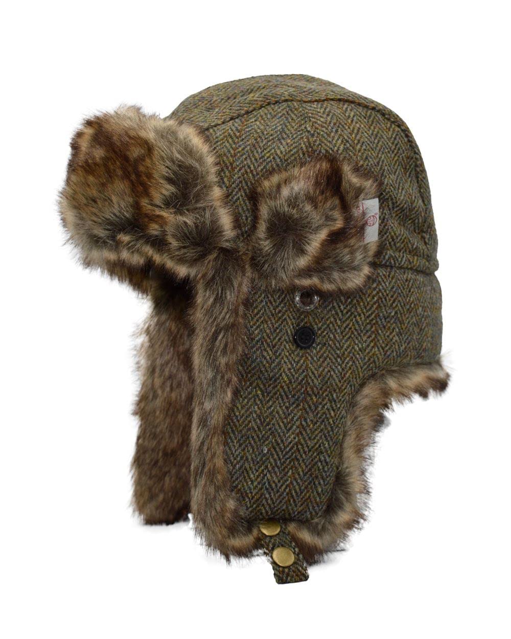WALKER AND HAWKES - Harris Tweed Charles Trapper Hat - Charcoal - Large (59cm)