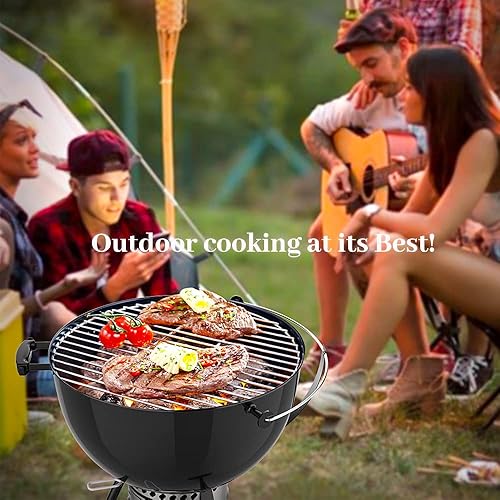 AJinTeby Rejilla de cocina con bisagras de acero chapado resistente y rejilla inferior, rejilla de carbón para Weber de 18 pulgadas Smokey Mountain