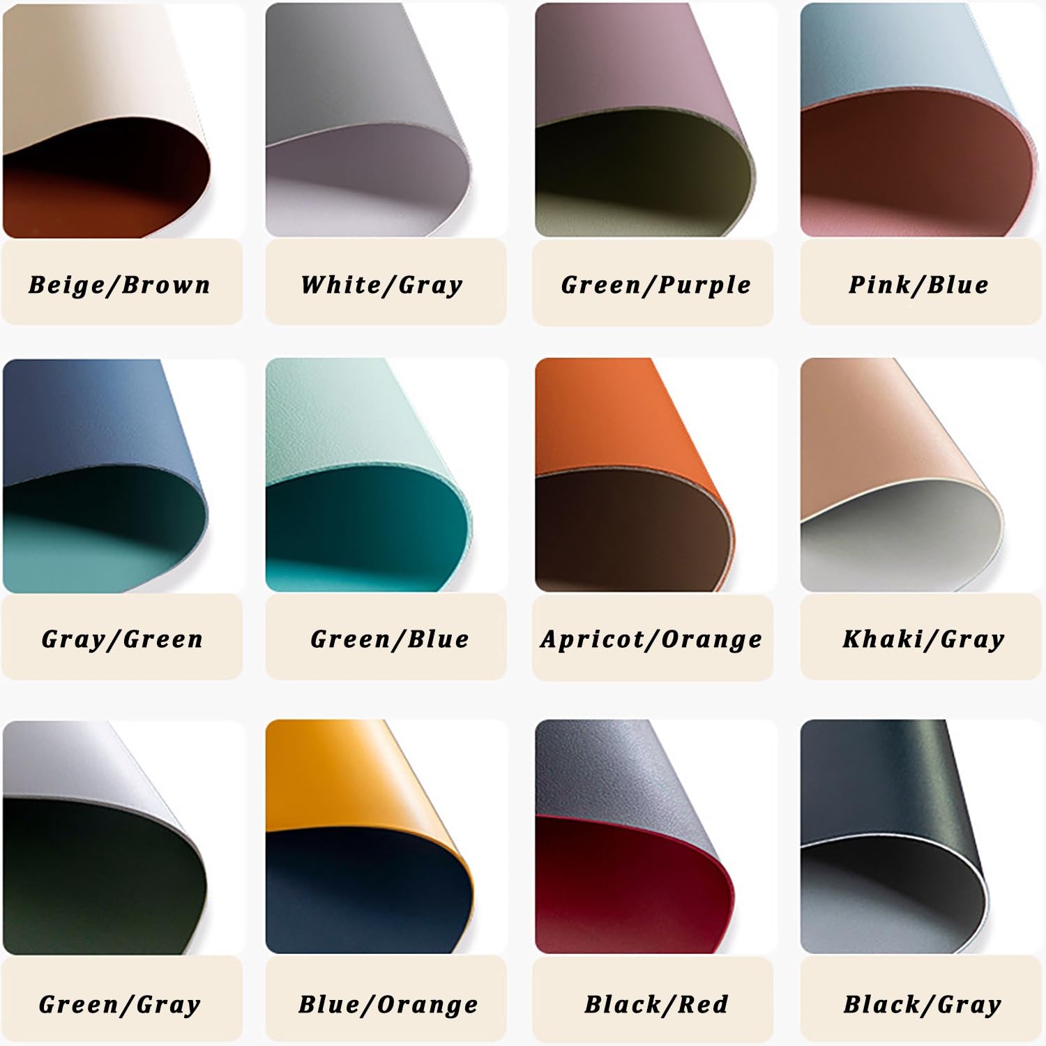 Reversibile Tovaglia Rotonda 120/180/160/140 cm Copritavolo Rotondo Impermeabile in Pelle Sintetica 2mm Spessore Protezione Tavolo per Sala da Pranzo Cucina Scrivania(Grey*Black,120cm)
