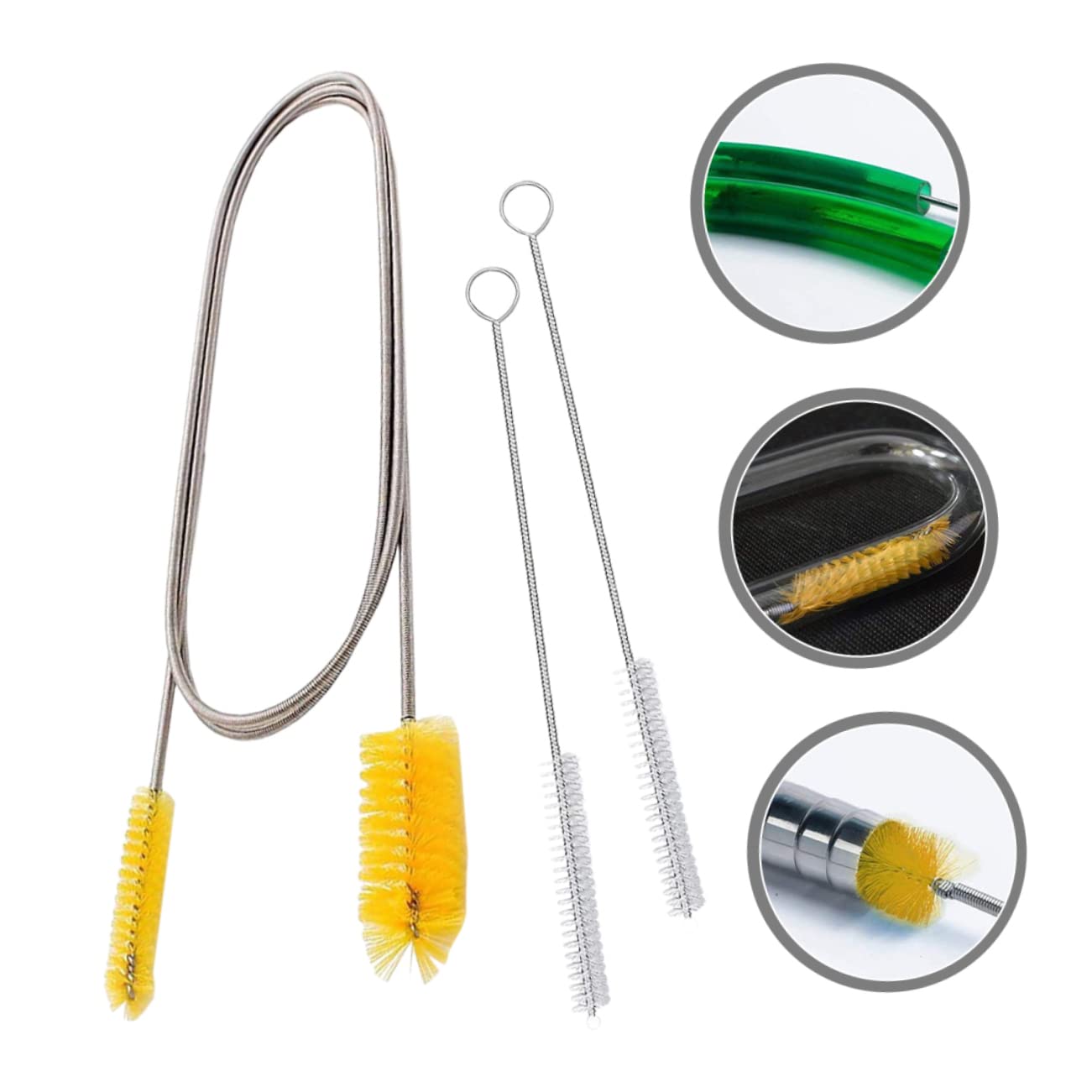 Mipcase 5 Juegos Cepillo para Limpieza De Peceras Cepillo De Drenaje Limpiador De Acuarios Cepillo para Pecera Cepillo De Acuario Lavabo Material del Resorte: Acero Inoxidable Cepillar