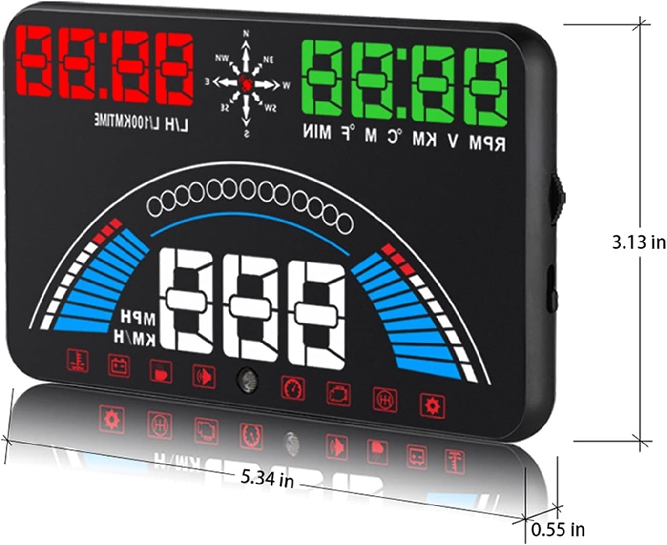 5.8" S7 HUD GPS Speedometer OBD2 Car Head Up Display Vehicle Speeding Warning Fuel Consumption Water Temperature RPM