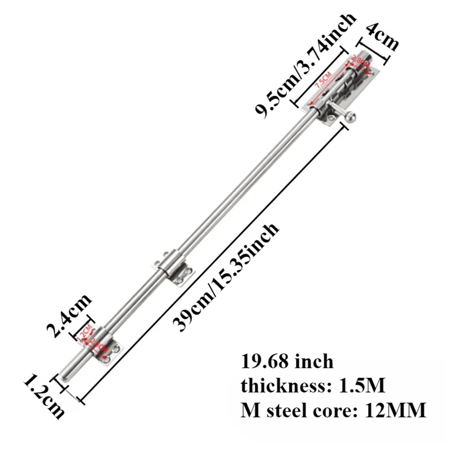 Targette de Porte 6 "8" 10 "12 pouces matériel en acier inoxydable serrure de porte baril boulon loquet cadenas fermoir ensemble brossé(12 inch)