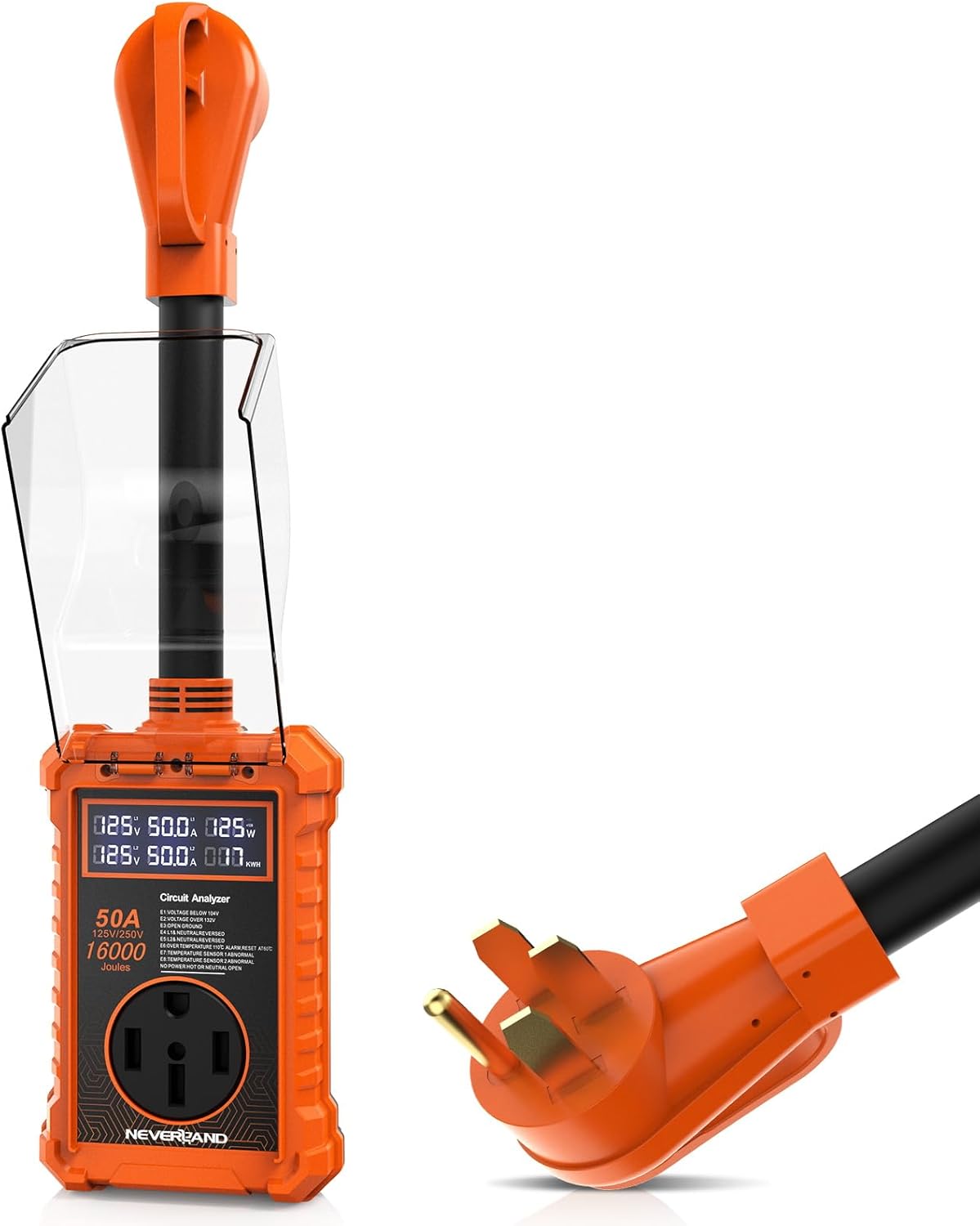 NEVERLAND Rv Surge Protector 50 Amp - Upgrade Smart 16000 Joules Rv Surge Protection, Waterproof Surge Protector for Rv Camper Travel Trailers, Rv Circuit Analyzer with Safety Certification