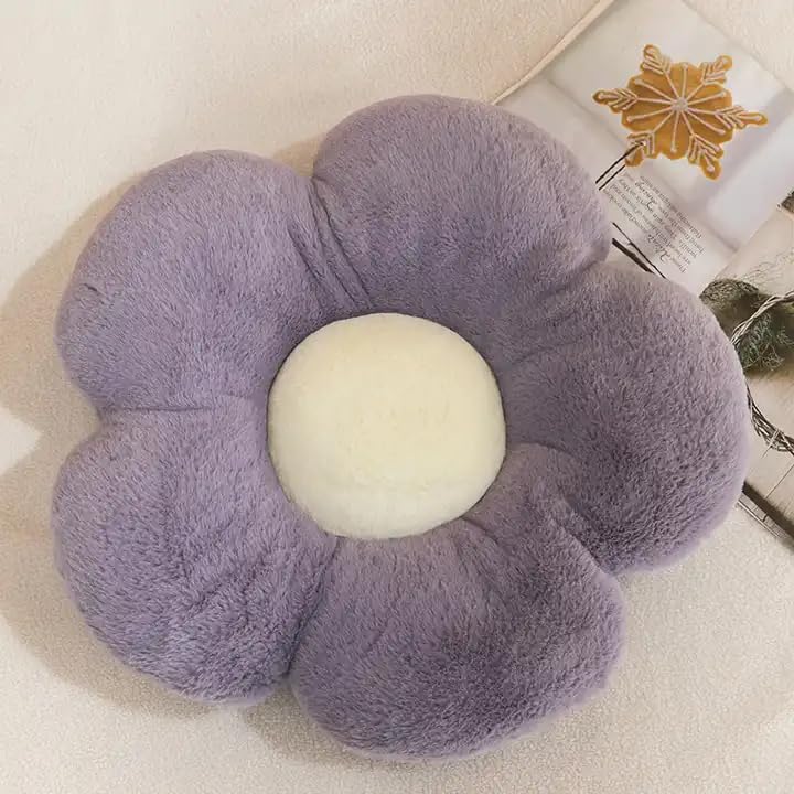Image of RVA Sunflower Pillow for Sofa Flower Shaped Floor Cushion for Kids Room, Living Room, Luxury Kids Furnishing, Throw Pillow, Decorative Cushion, Nursery Decor (Size 35 cm) (Grey)