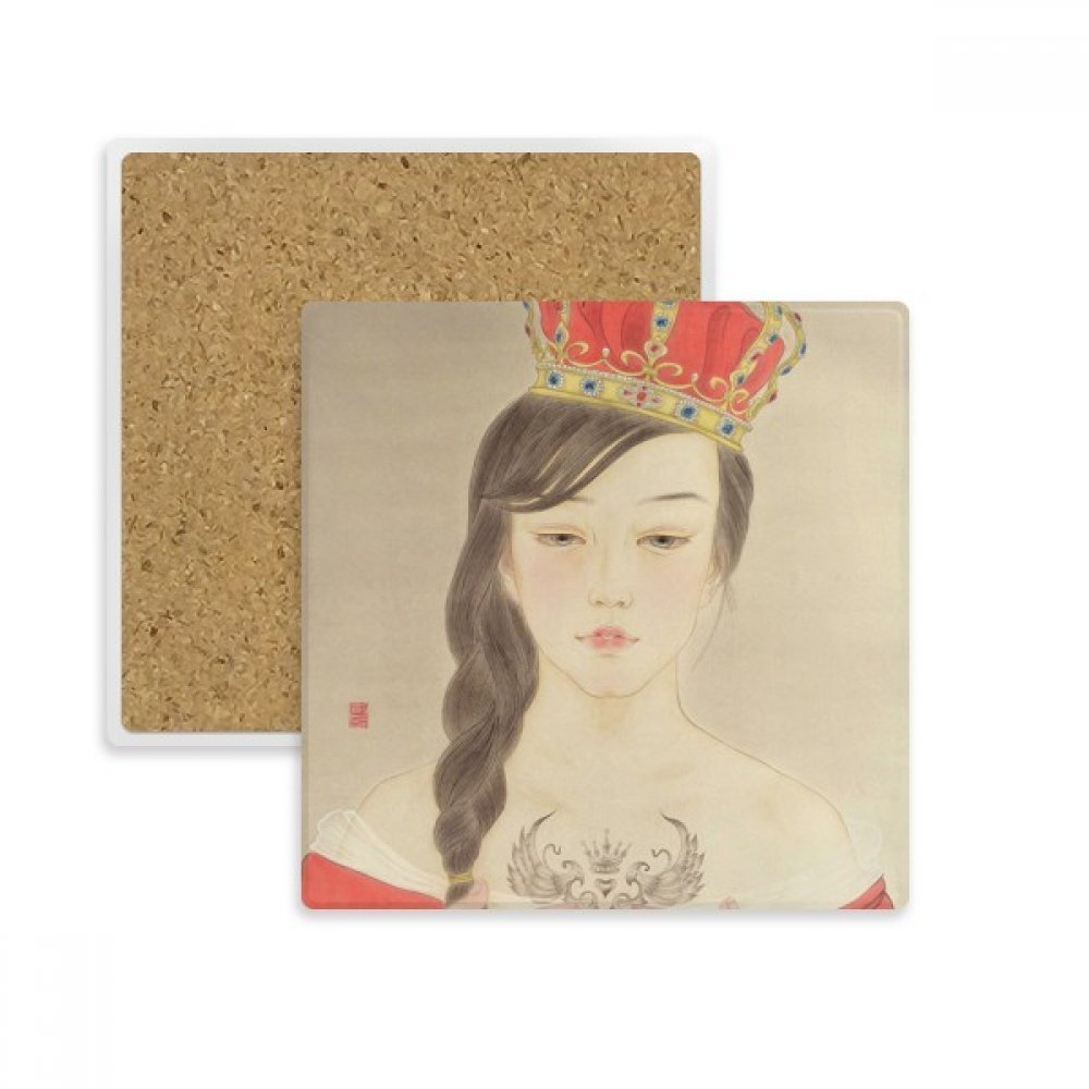 Coupe du Coaster en Pierre Absorbante Aquarelle Couronne Royale Chinoise