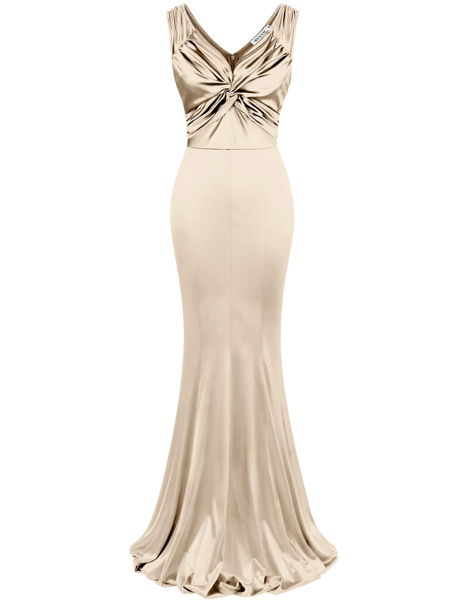MUXXN Womens 1950s Vintage Sleeveless Ruffle V Neck Mermaid Hem Cocktail Evening Gowns Dresses