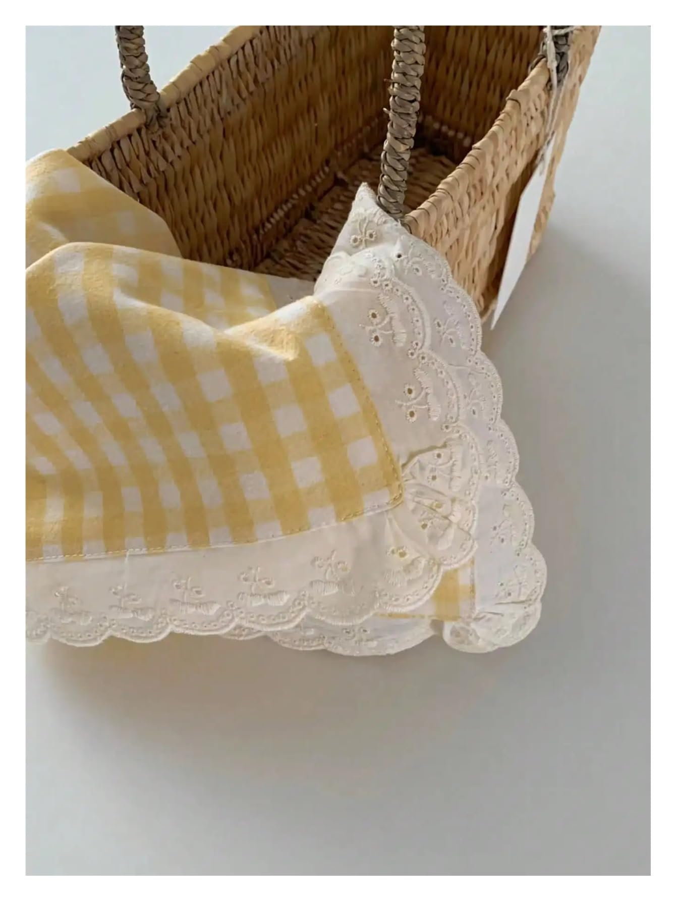 Tovagliette Americane Lavabili Tovaglietta in pizzo a quadretti giallo bianco 35*45 cm Decorazioni for la tavola carine for la cucina Sala da pranzo Tovagliolo for feste for la colazione(6pcs yellow)