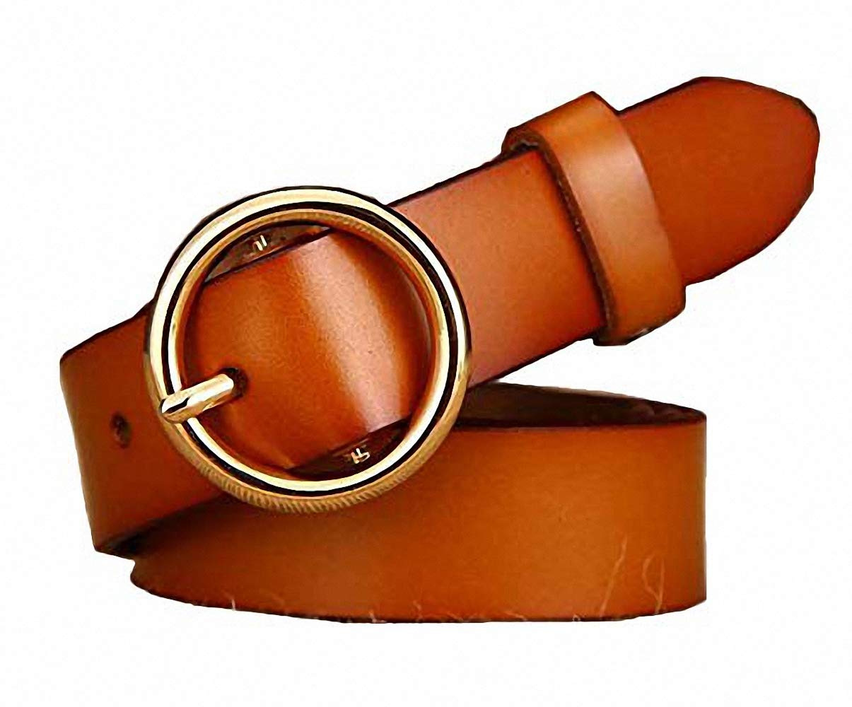 Ulalaza Women Leather Belt， Elastic Soft Wear-resistant Alloy Pin Buckle Ladies Belts for Jeans Pants