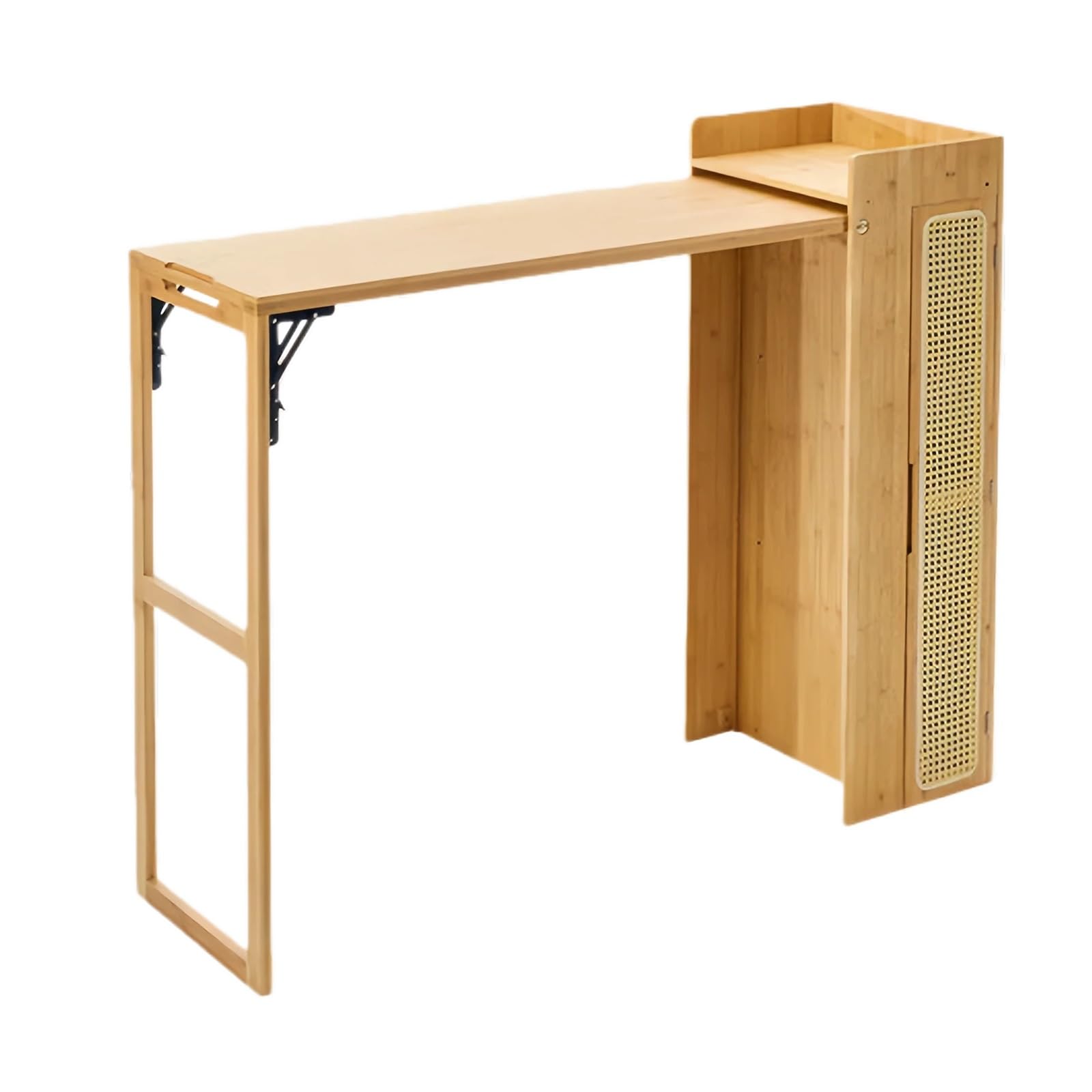 Mesa de bar estrecha con ratán de resina y estantes plegables para cocina