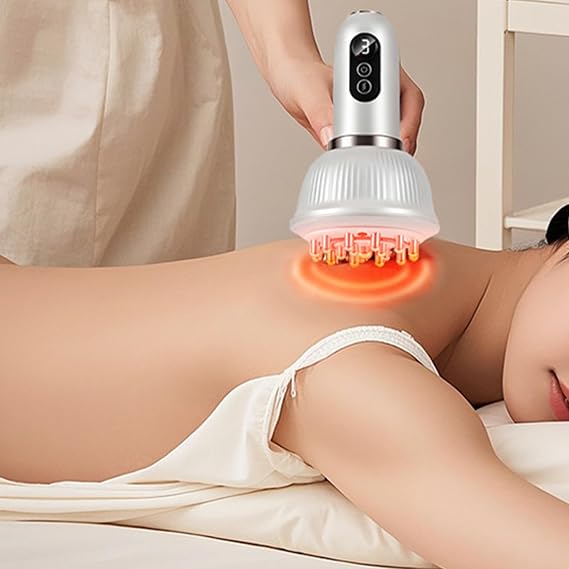 Lymphatic Drainage Tool, 3-Mode & 9-Level Red Light Cellulite Massage Tool with 18 Head, Wireless Heat Body Sculpting Machine for Legs, Arms & Belly, White