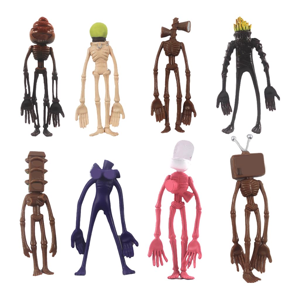 8pcs Siren Man Figures Toys Set,Game Siren Action Figures Cake Toppers Cake Decoration, Animal Figure Horror Model Dolls Set, Collectable Siren Head Model Figure Toy For Desk Home Car Decoration