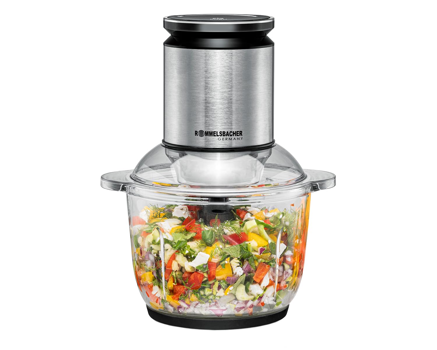 ROMMELSBACHER Multi Zerkleinerer MZ 600, 2,0 Liter Glasbehälter, 22-stufige Drehzahlregulierung, kraftvoller Motor, 6-flügeliges Edelstahl-Spezialmesser, Messerachse und Motorkupplung aus Edelstahl